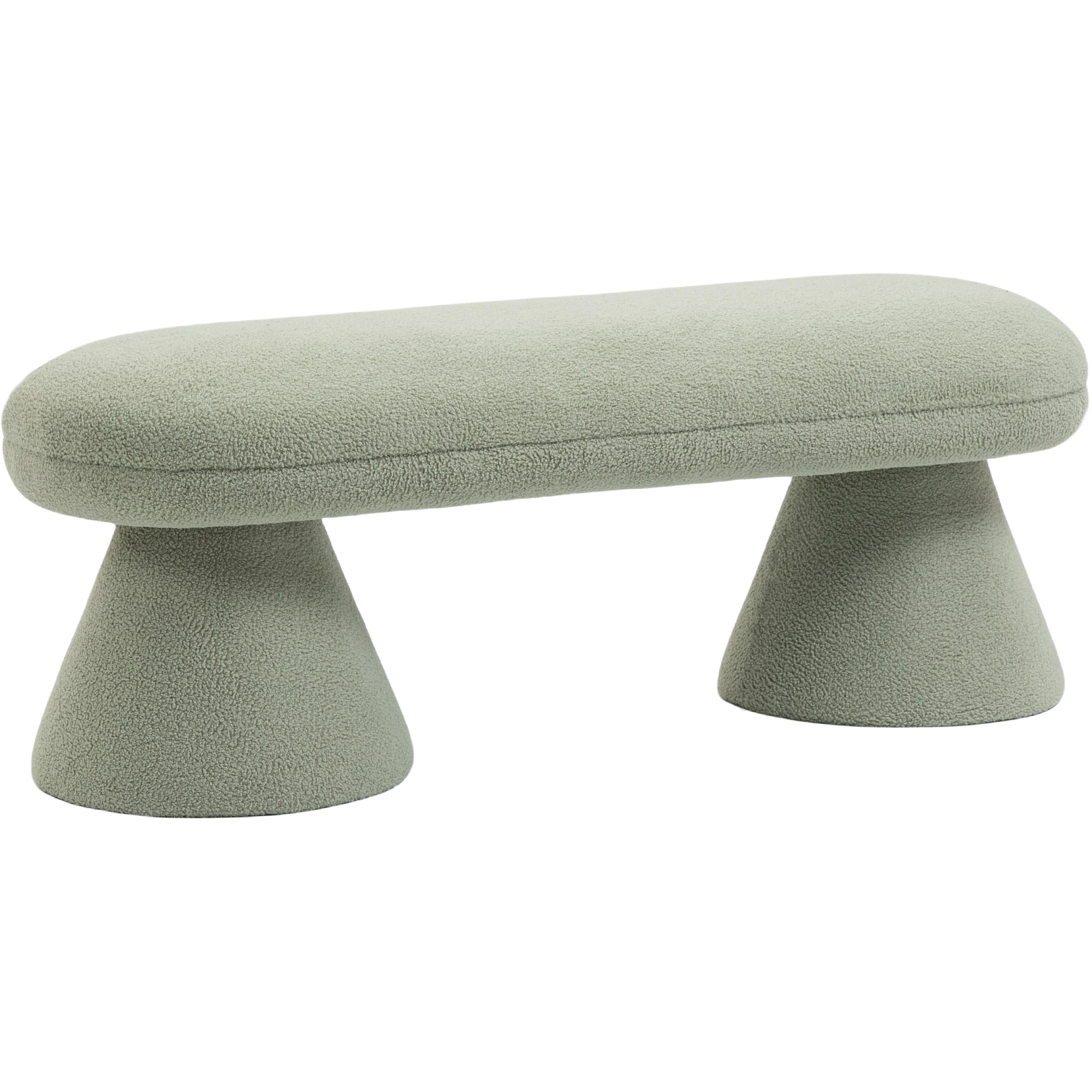 Meridian Drum Mint Faux Shearling Teddy Fabric Bench