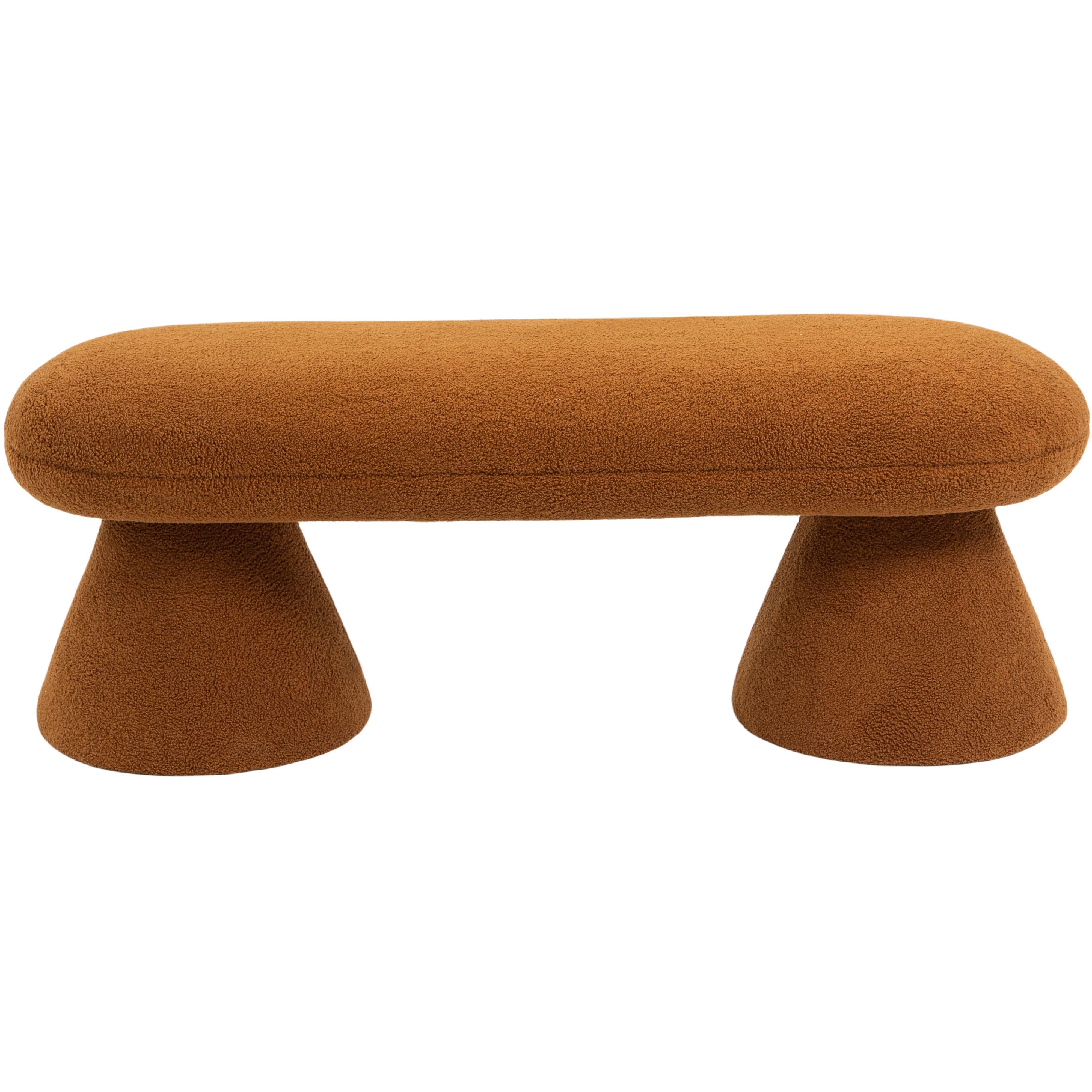 Meridian Drum Saddle Faux Shearling Teddy Fabric Bench