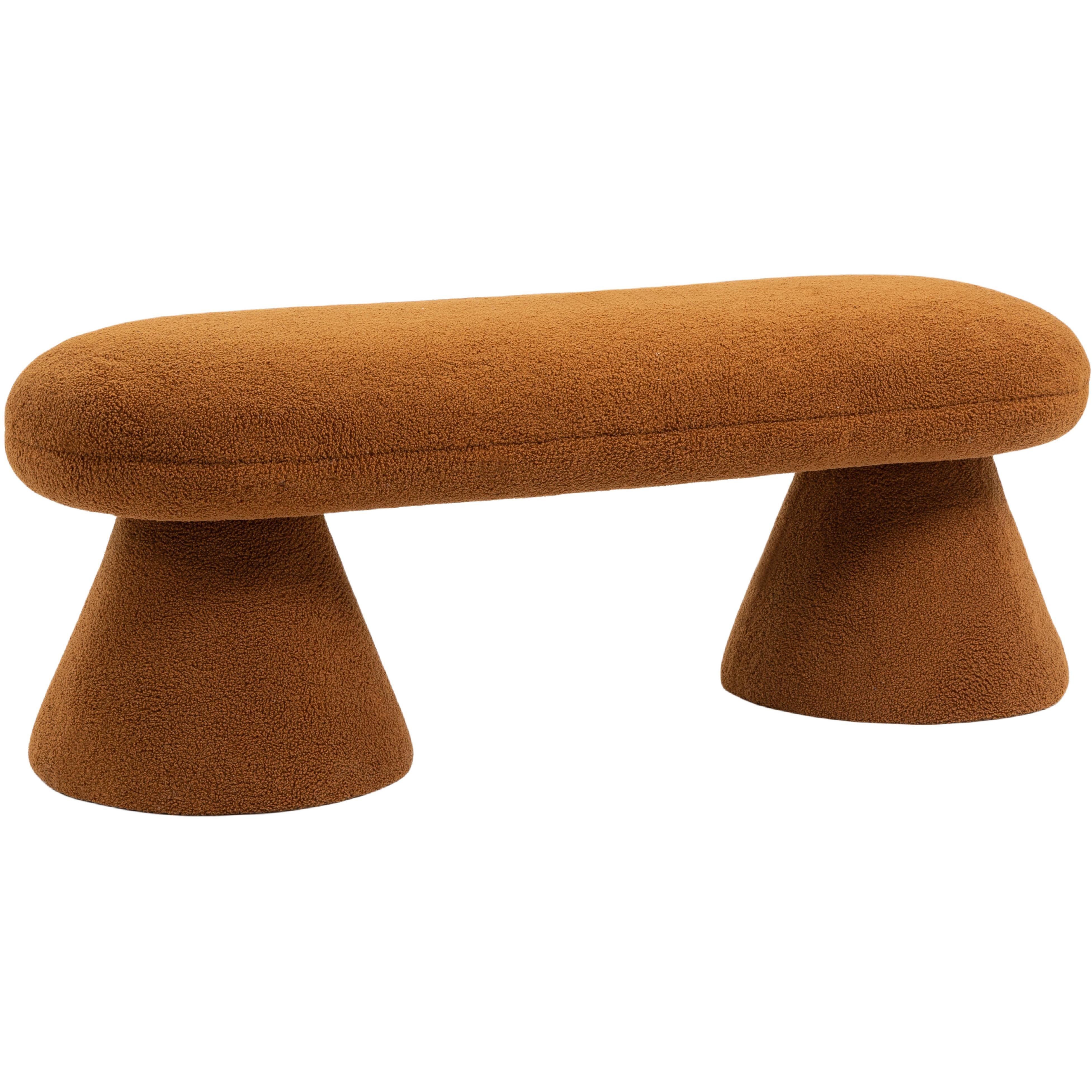 Meridian Drum Saddle Faux Shearling Teddy Fabric Bench