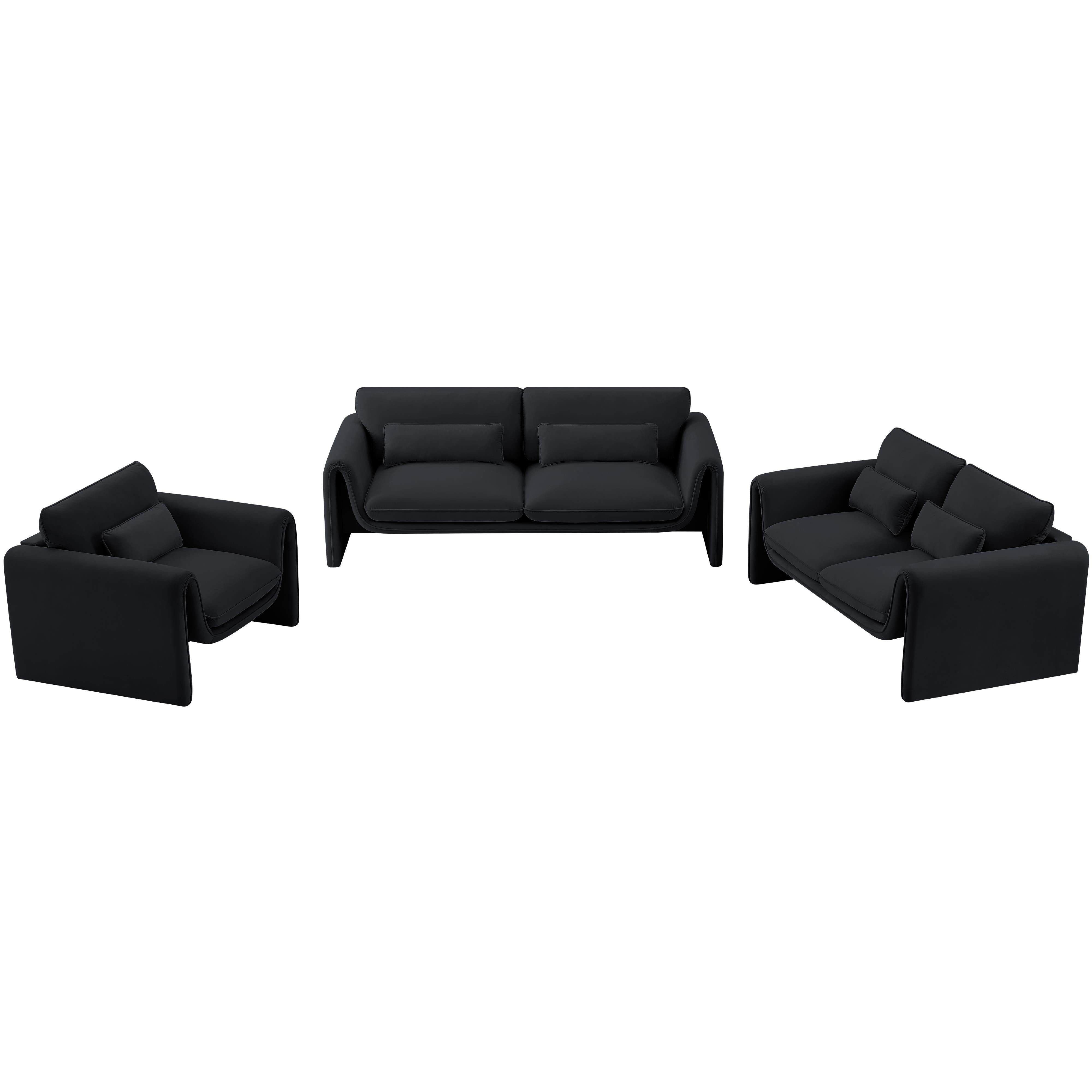 Meridian Sloan Black Velvet Fabric Chair