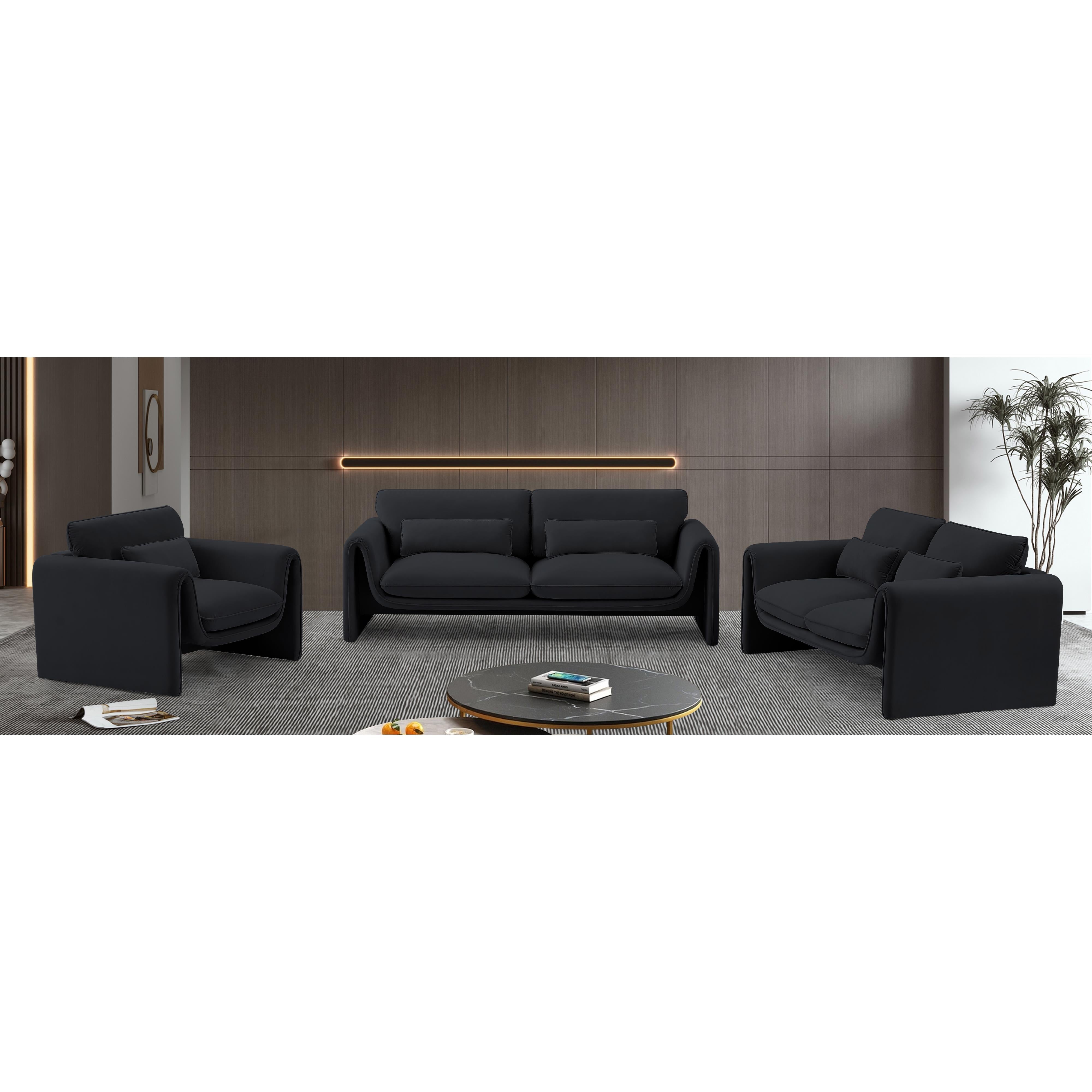 Meridian Sloan Black Velvet Fabric Chair