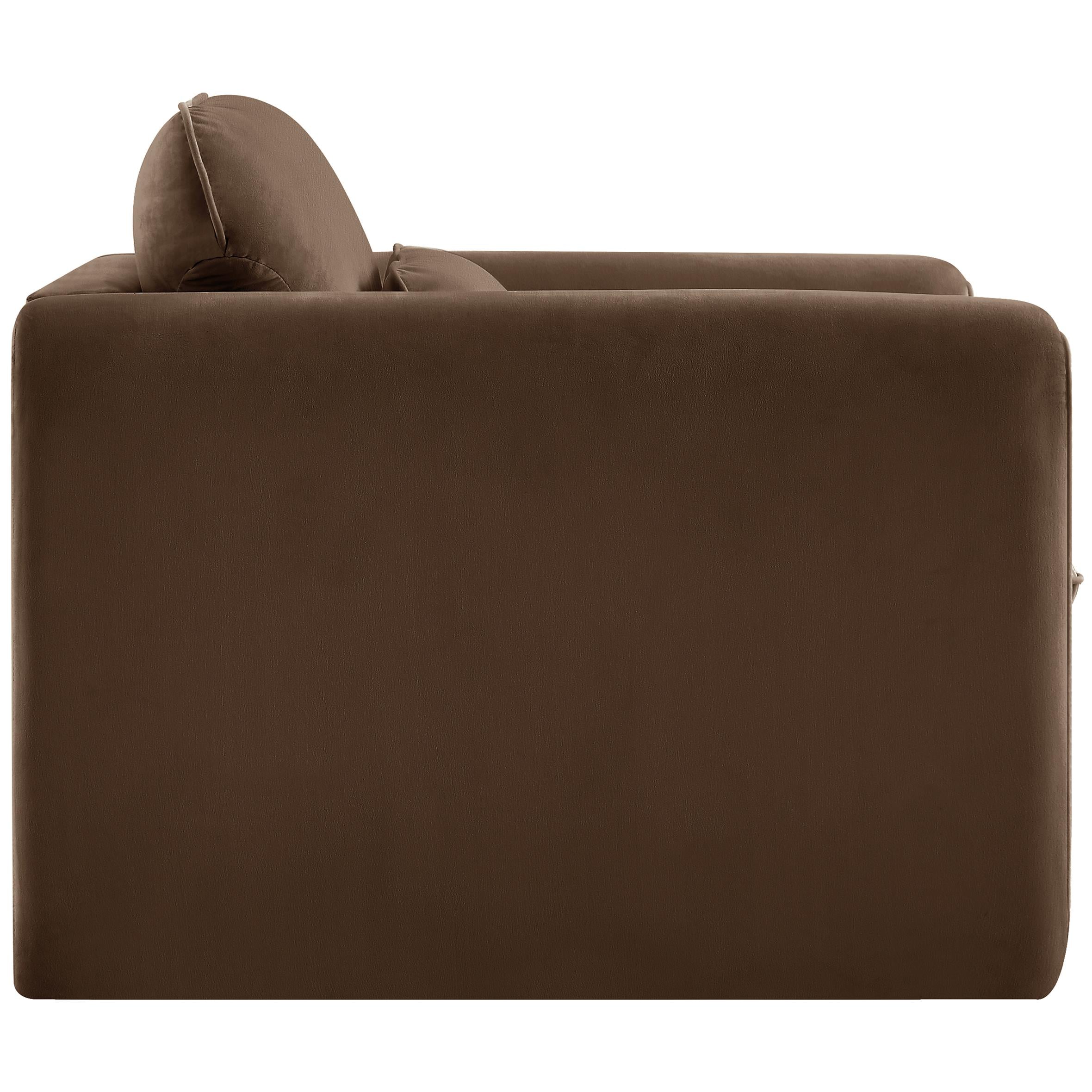 Meridian Sloan Brown Velvet Fabric Chair