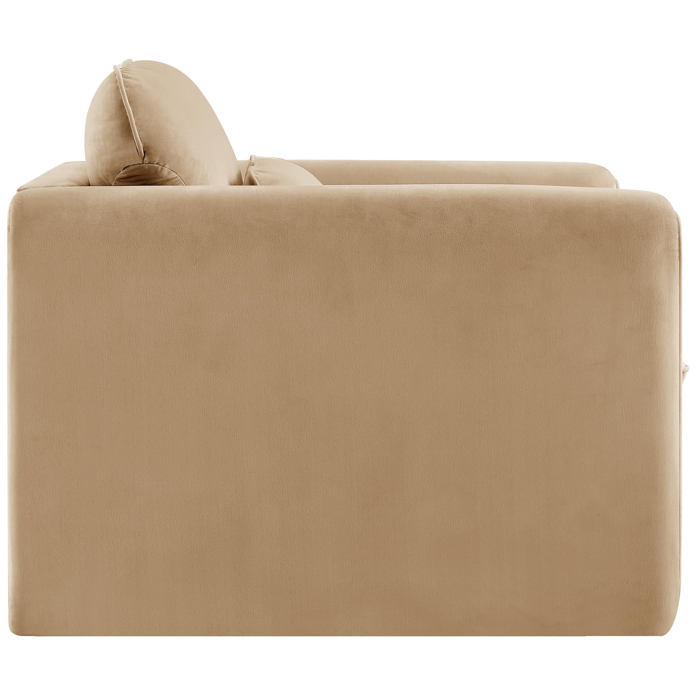 Meridian Sloan Camel Velvet Fabric Chair