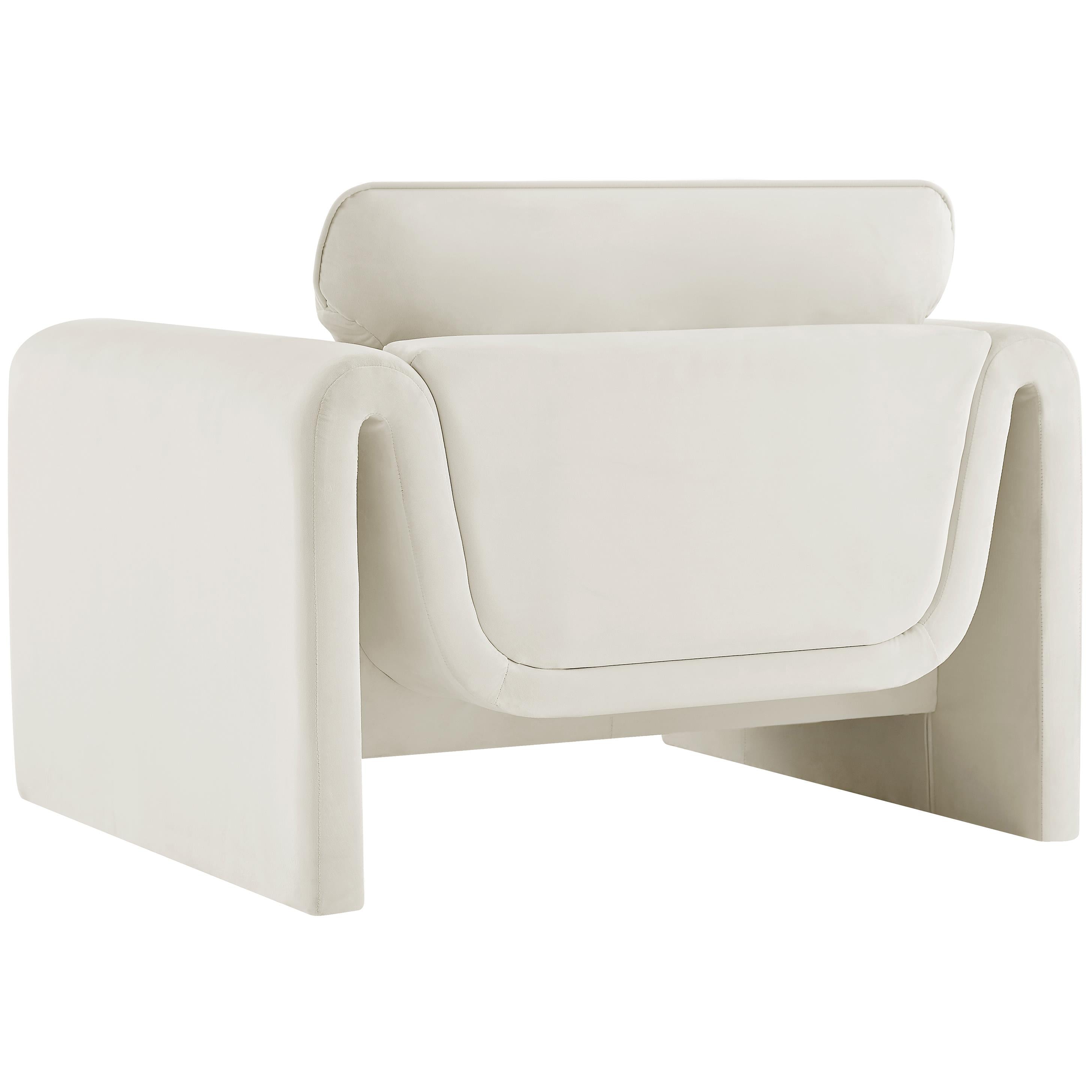 Meridian Sloan Cream Velvet Fabric Chair