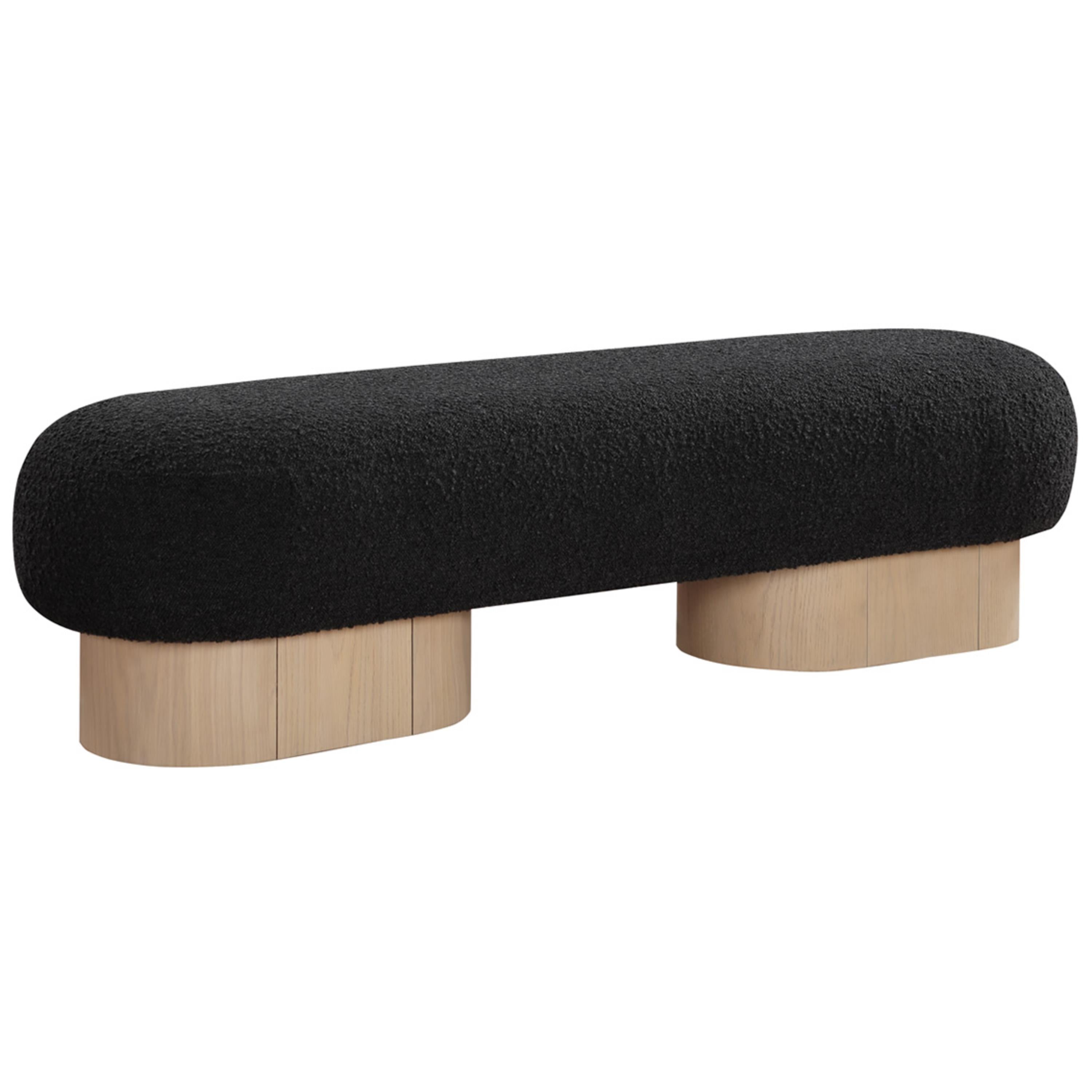 Meridian Robertson Black Boucle Fabric Bench