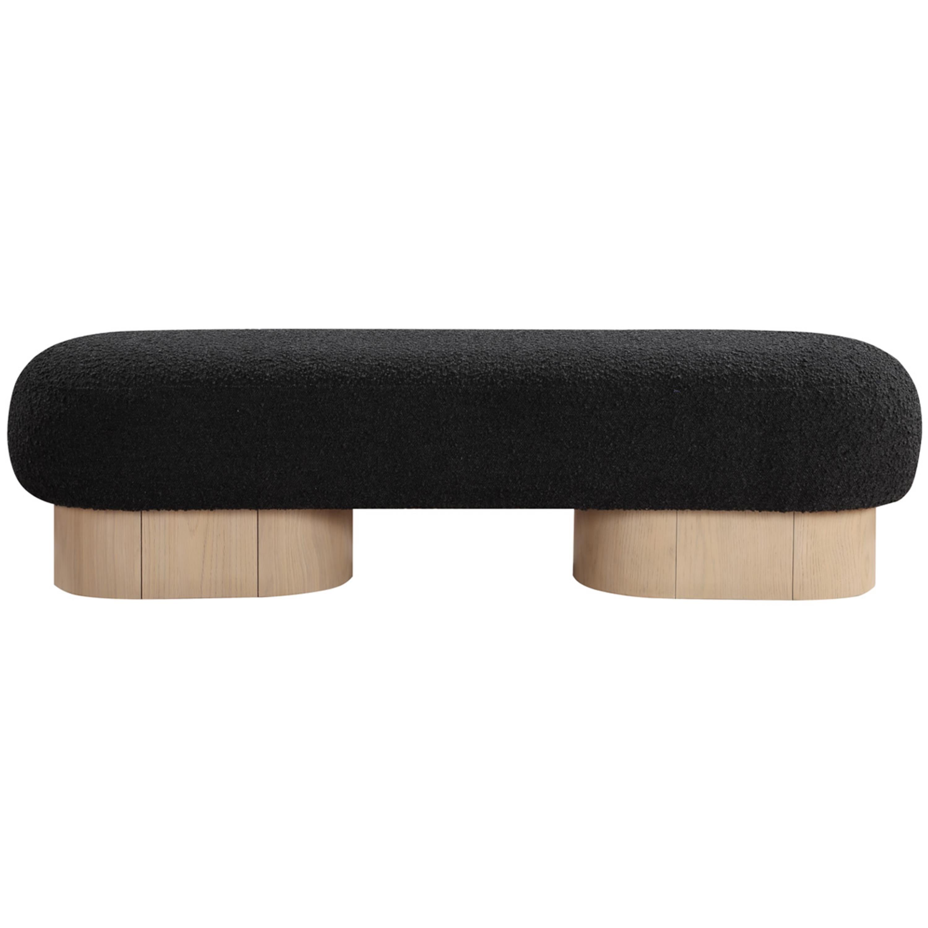 Meridian Robertson Black Boucle Fabric Bench