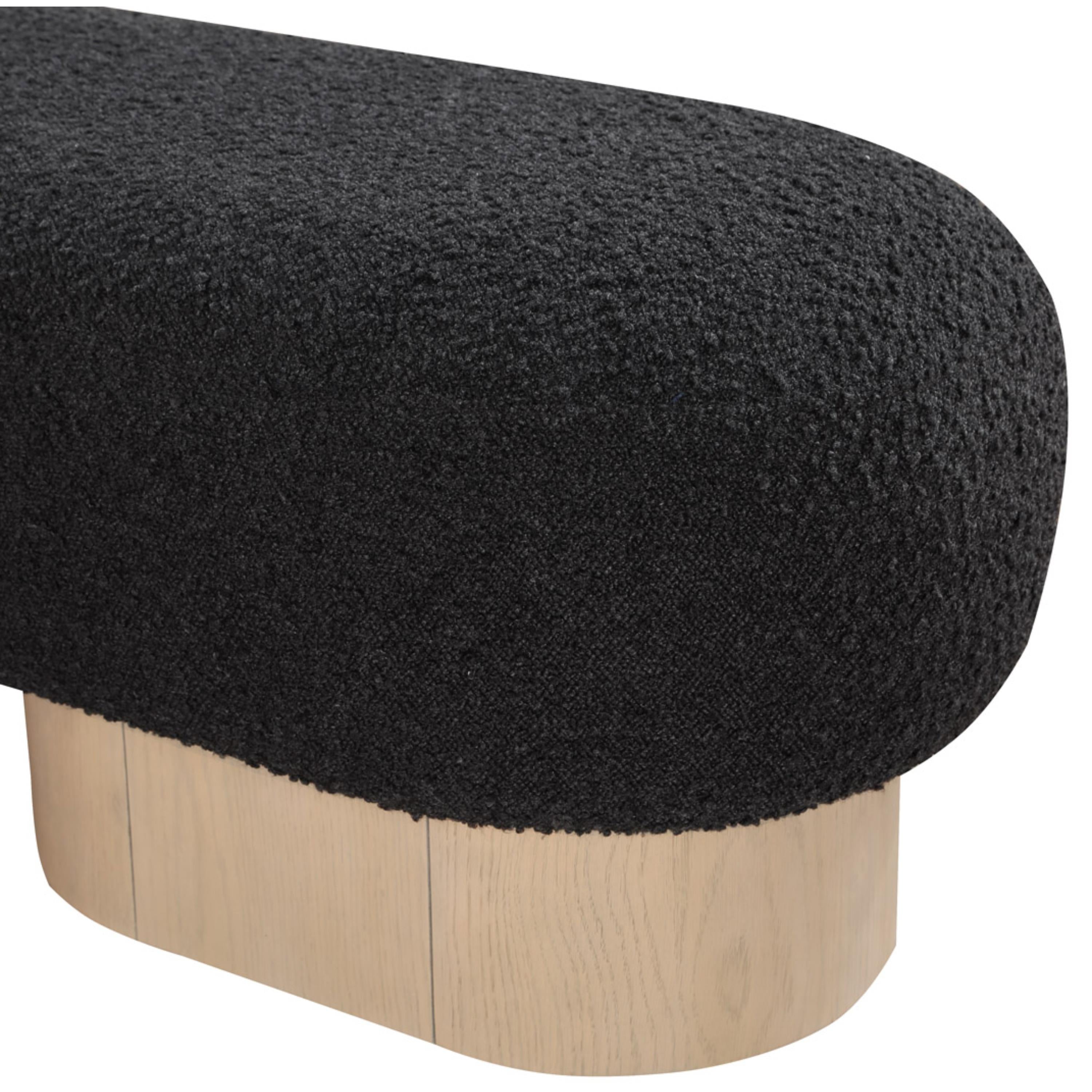 Meridian Robertson Black Boucle Fabric Bench