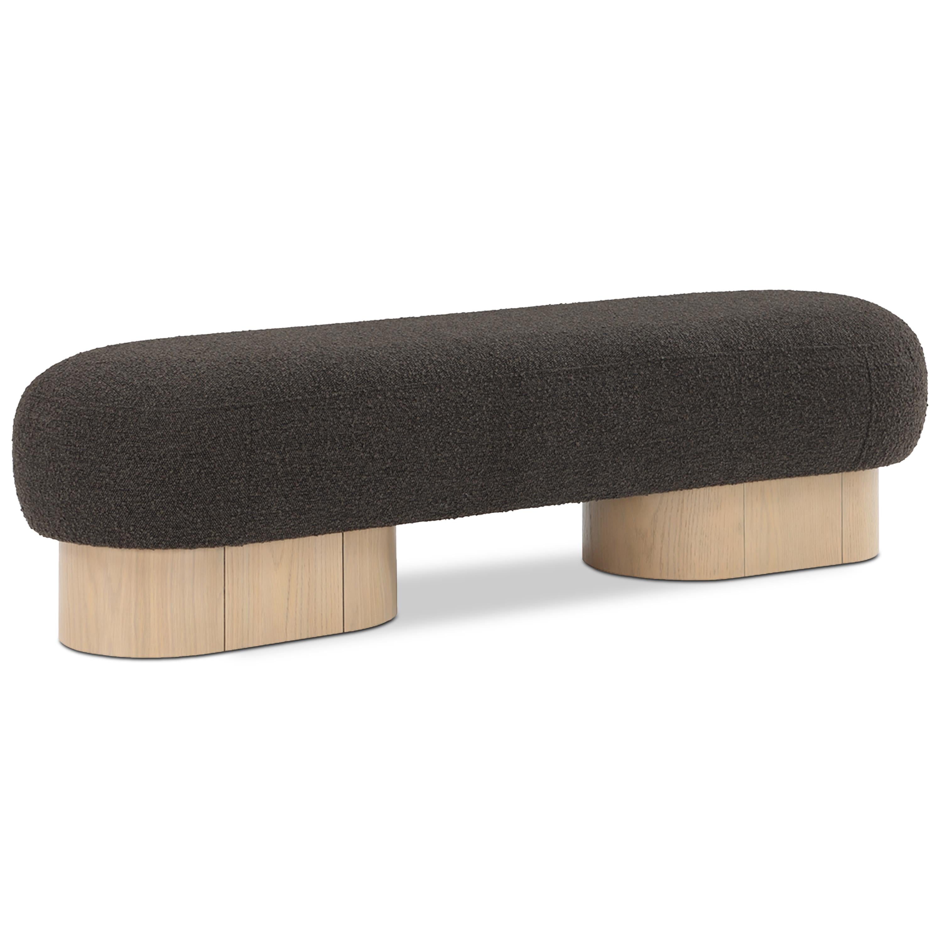 Meridian Robertson Brown Boucle Fabric Bench