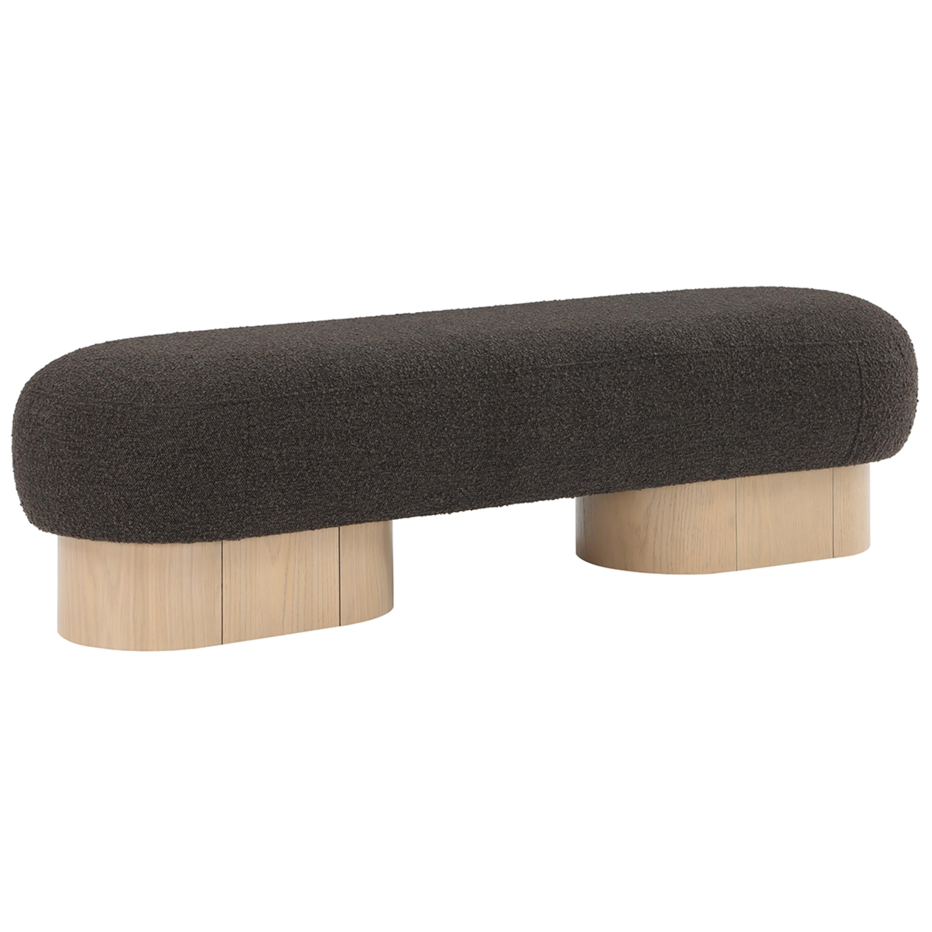 Meridian Robertson Brown Boucle Fabric Bench