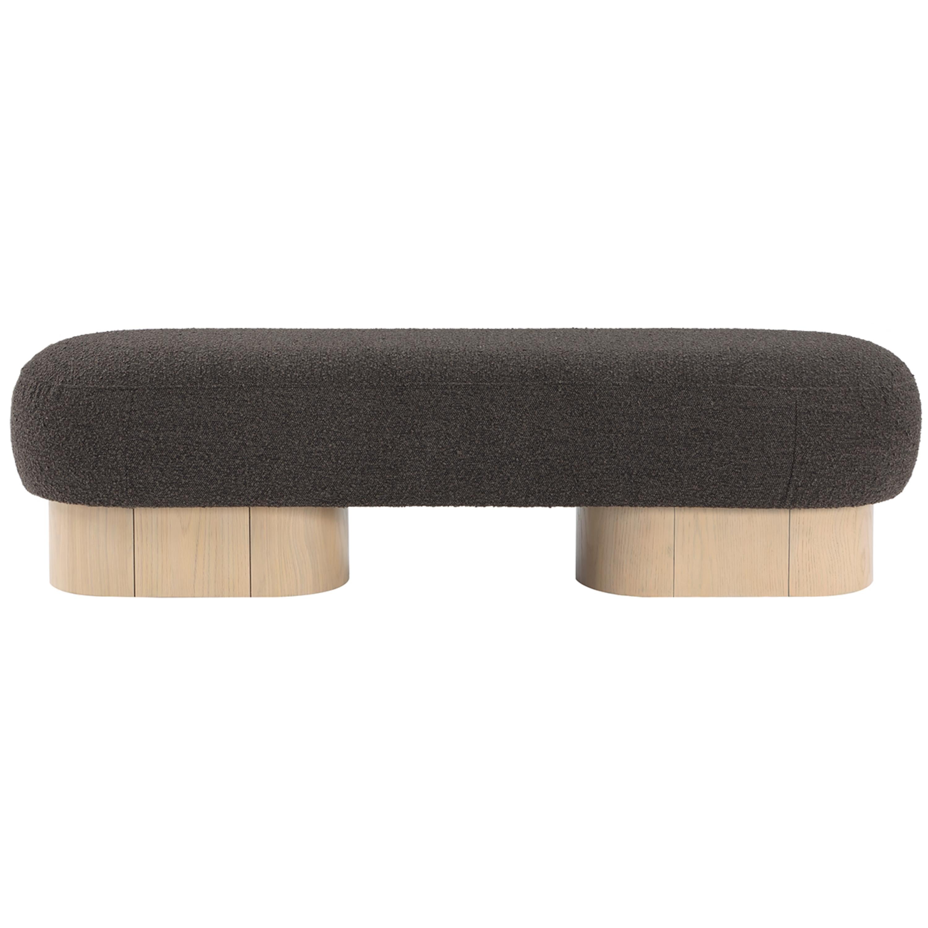 Meridian Robertson Brown Boucle Fabric Bench
