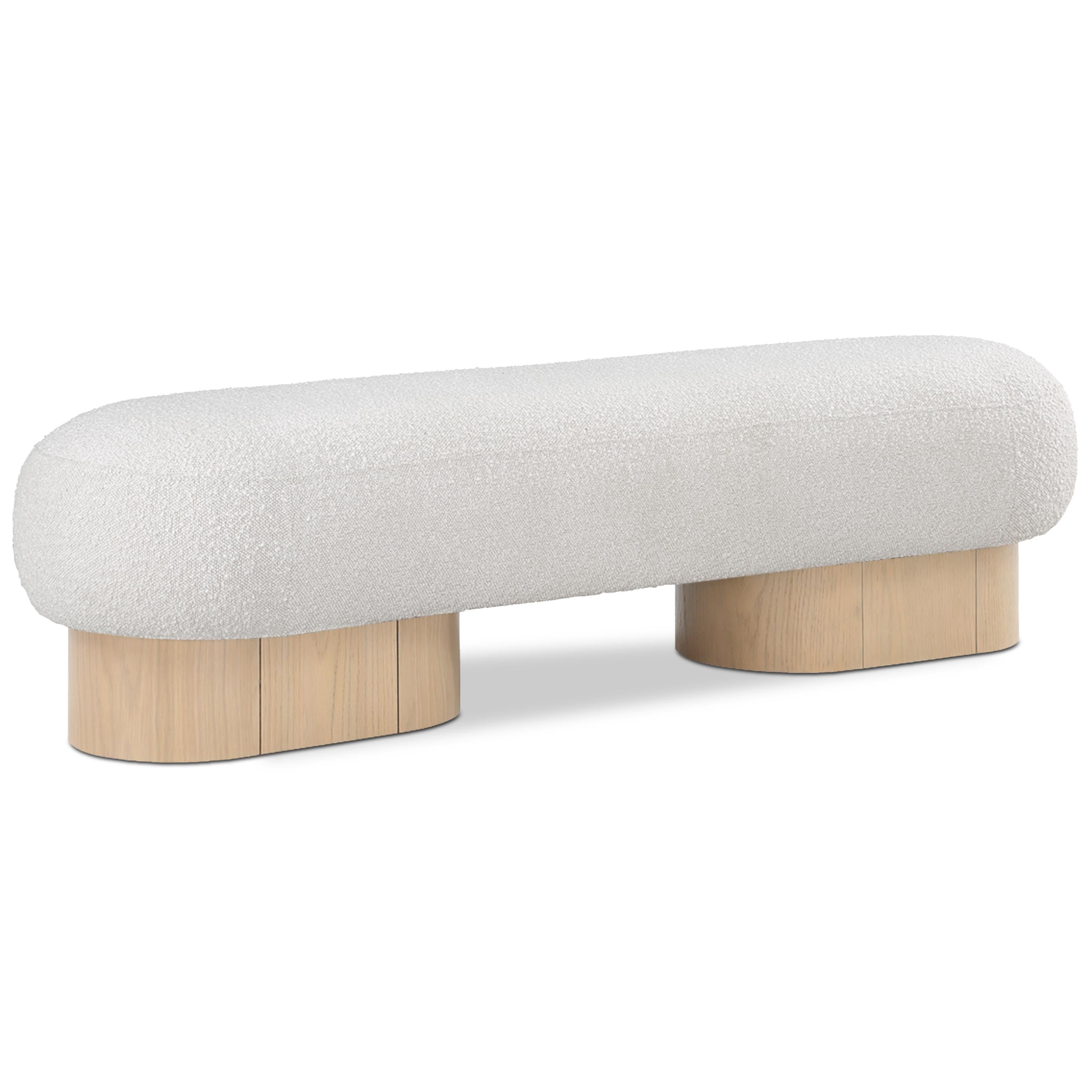 Meridian Robertson Cream Boucle Fabric Bench