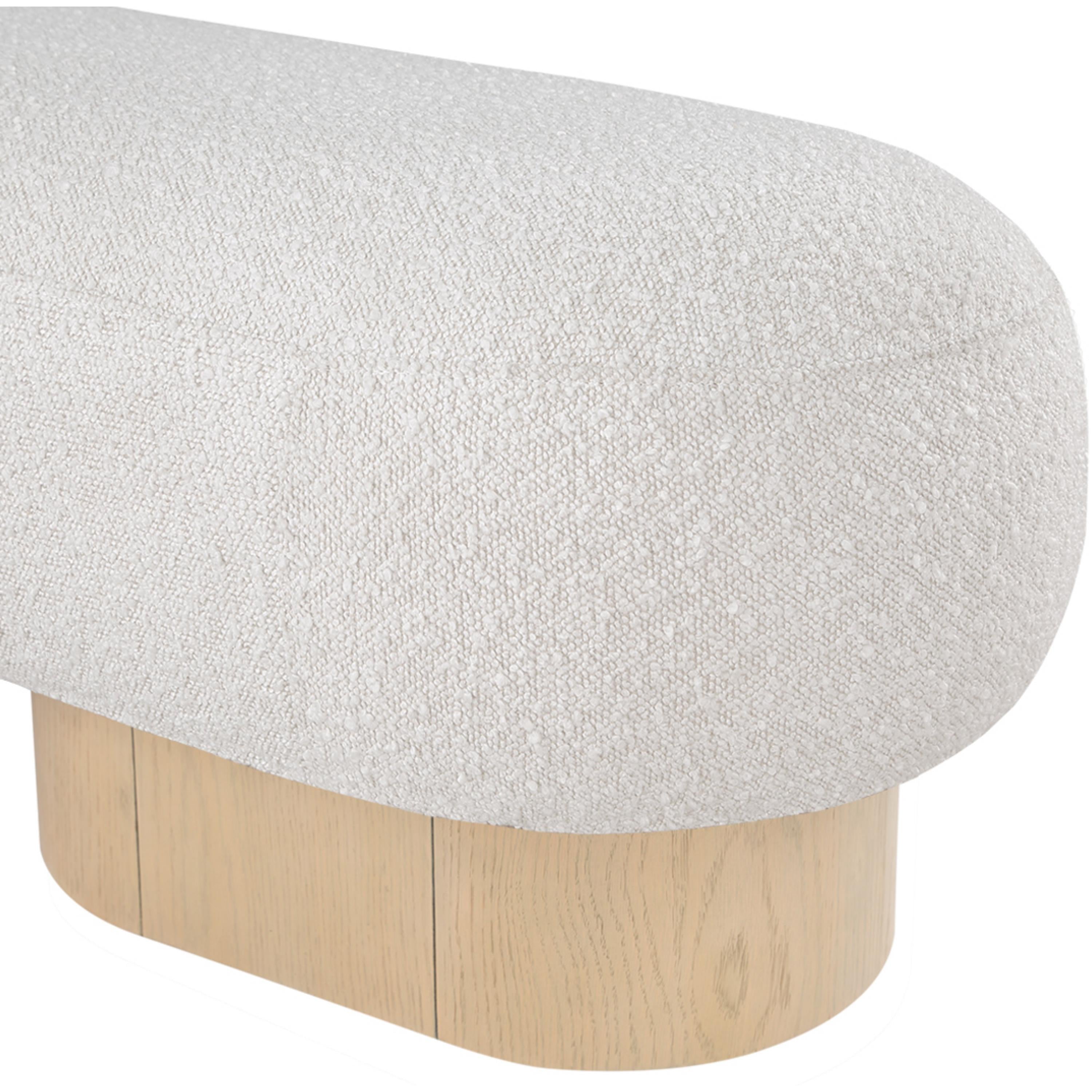 Meridian Robertson Cream Boucle Fabric Bench