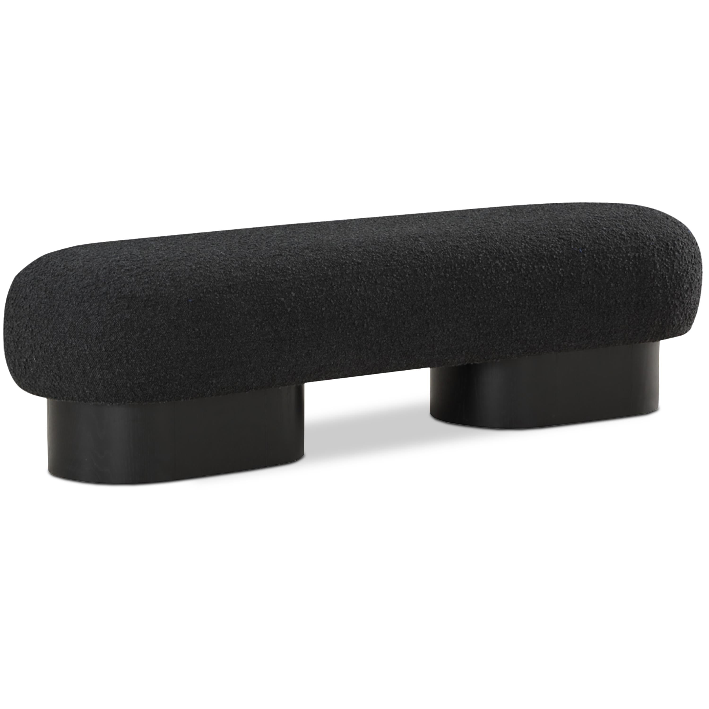 Meridian Robertson Black Boucle Fabric Bench