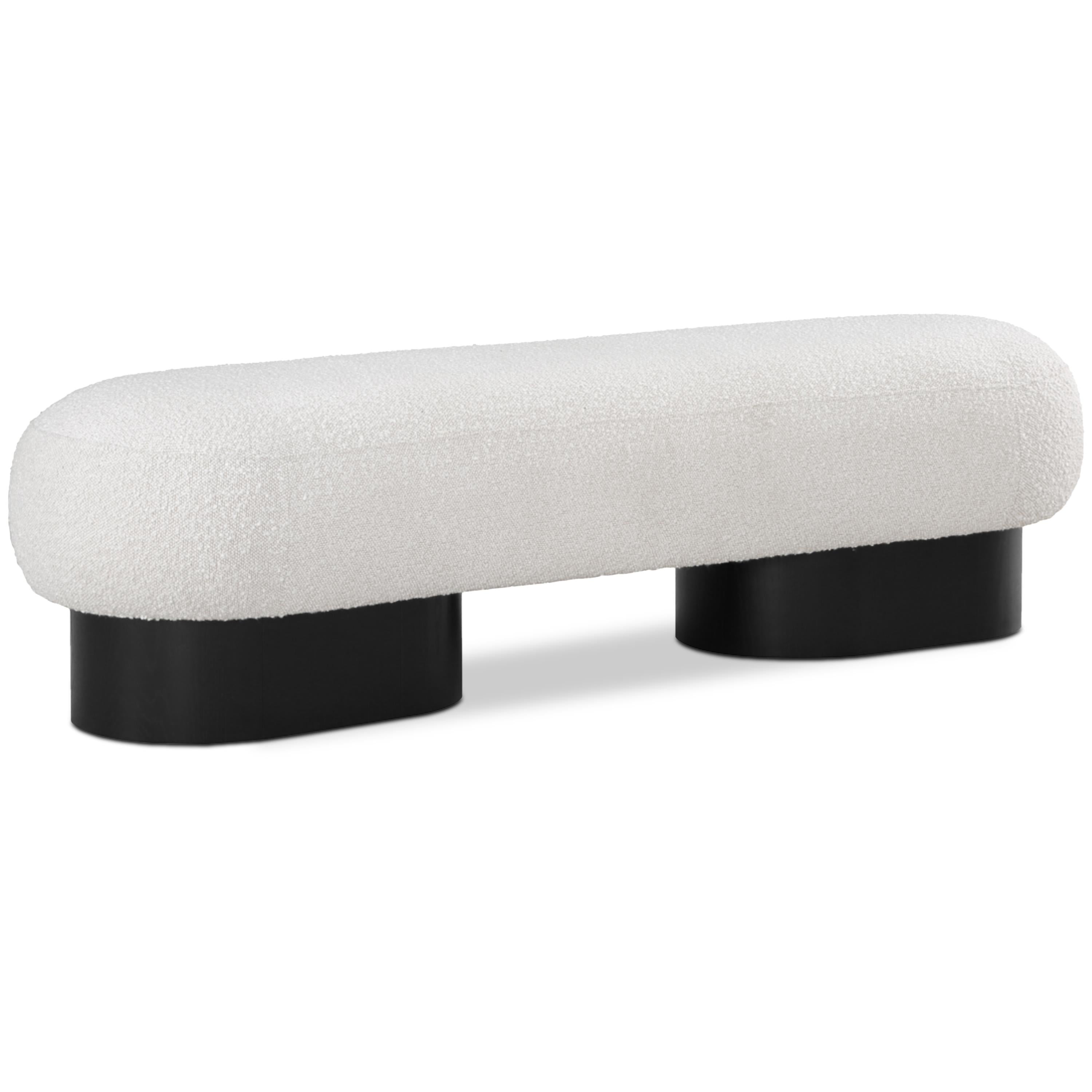 Meridian Robertson Cream Boucle Fabric Bench