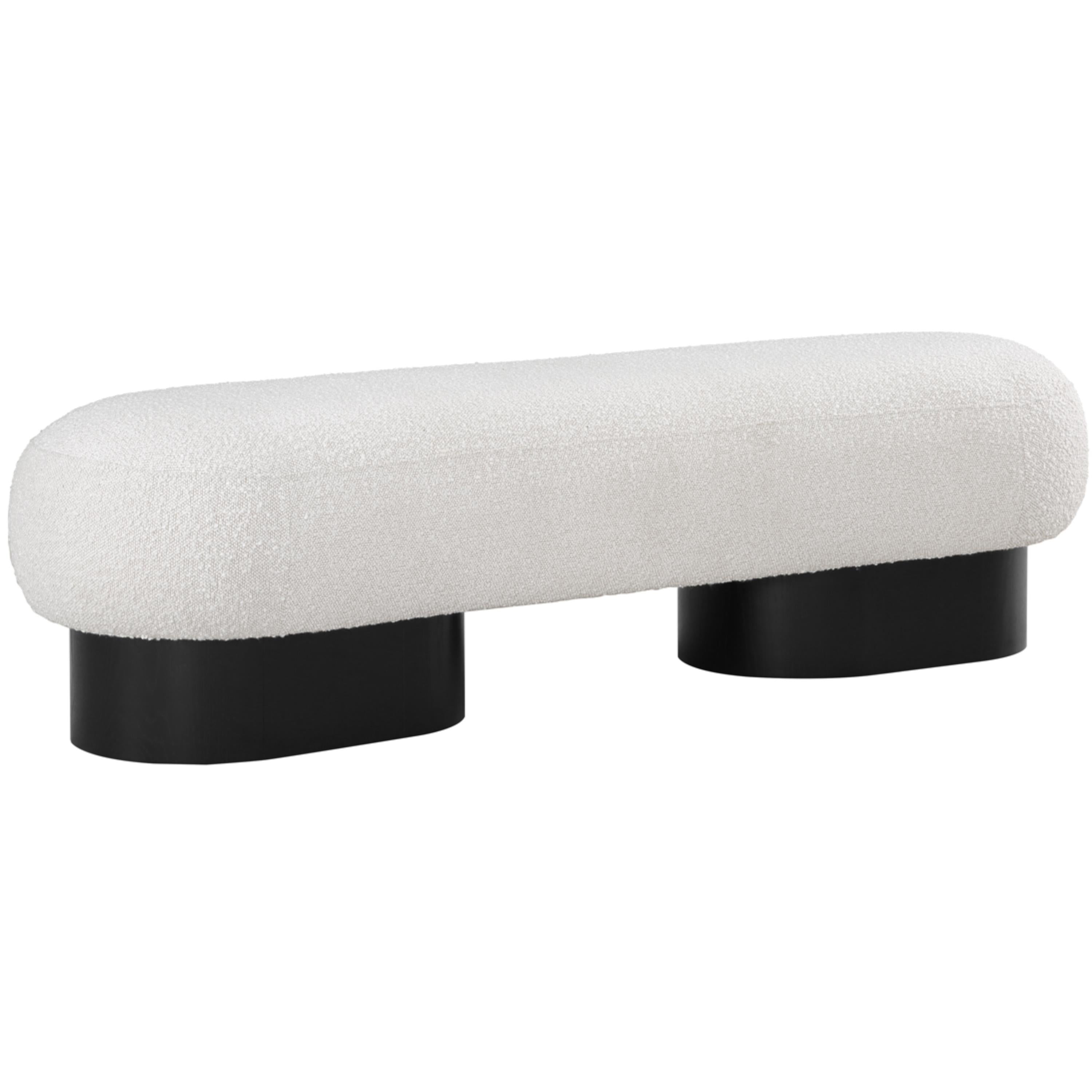 Meridian Robertson Cream Boucle Fabric Bench