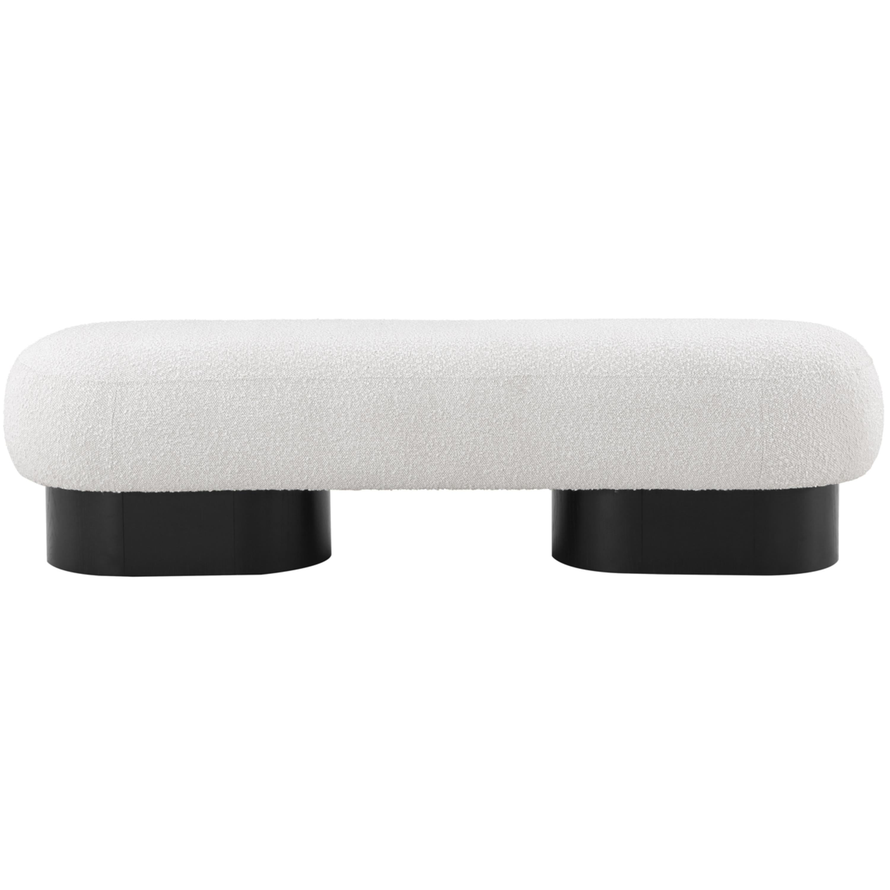Meridian Robertson Cream Boucle Fabric Bench