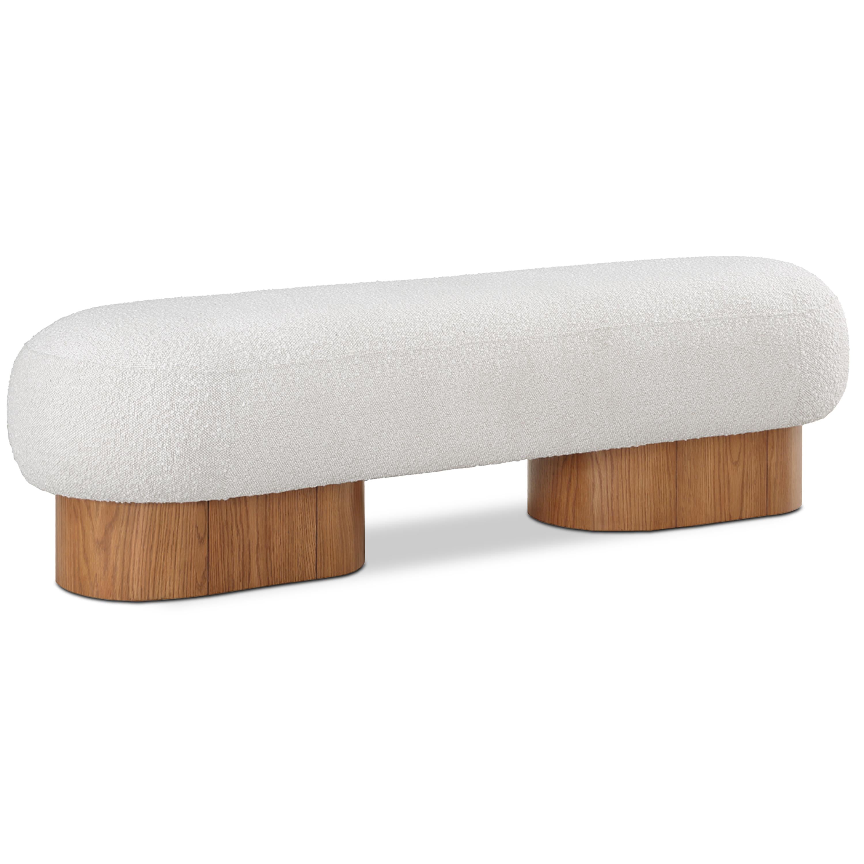Meridian Robertson Cream Boucle Fabric Bench