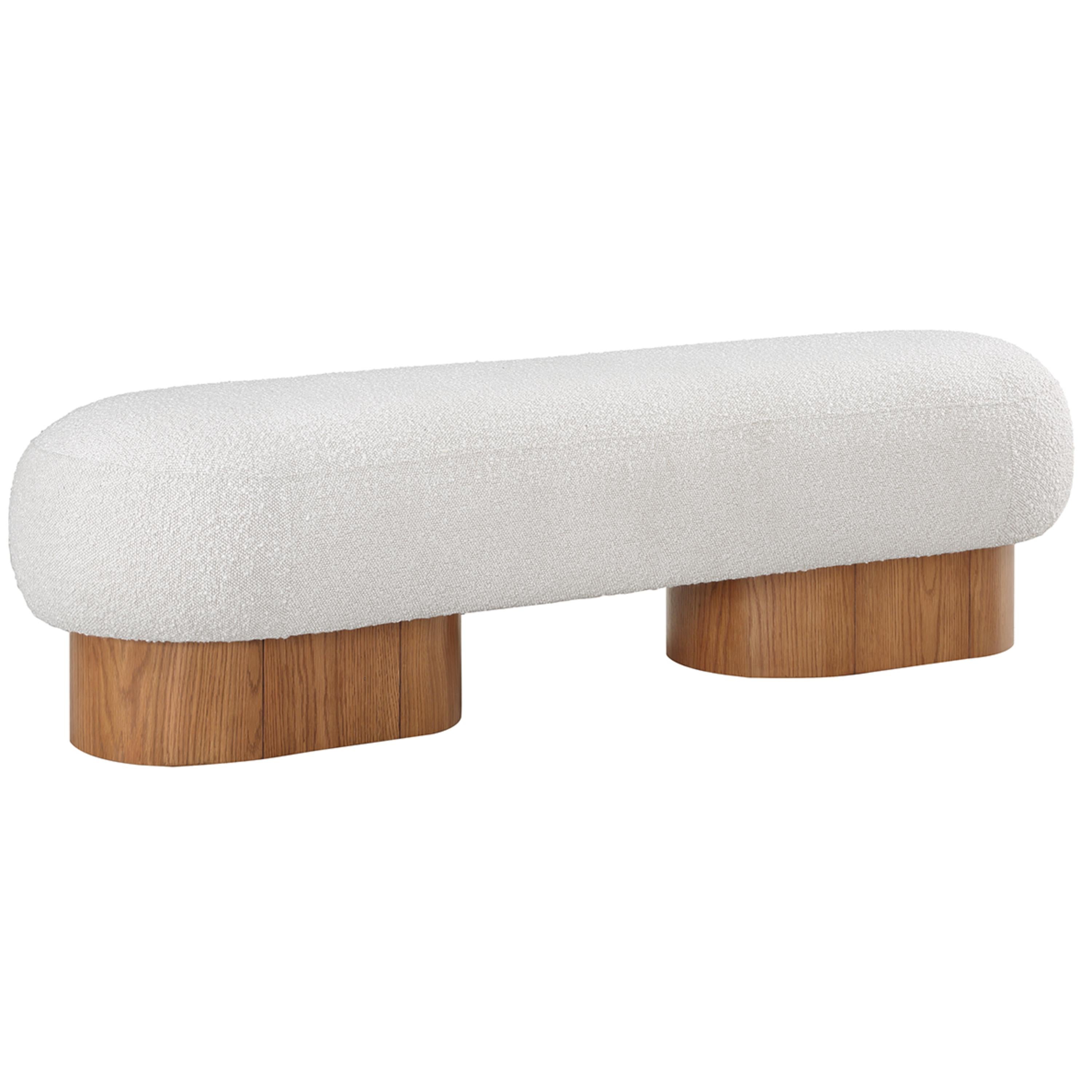 Meridian Robertson Cream Boucle Fabric Bench
