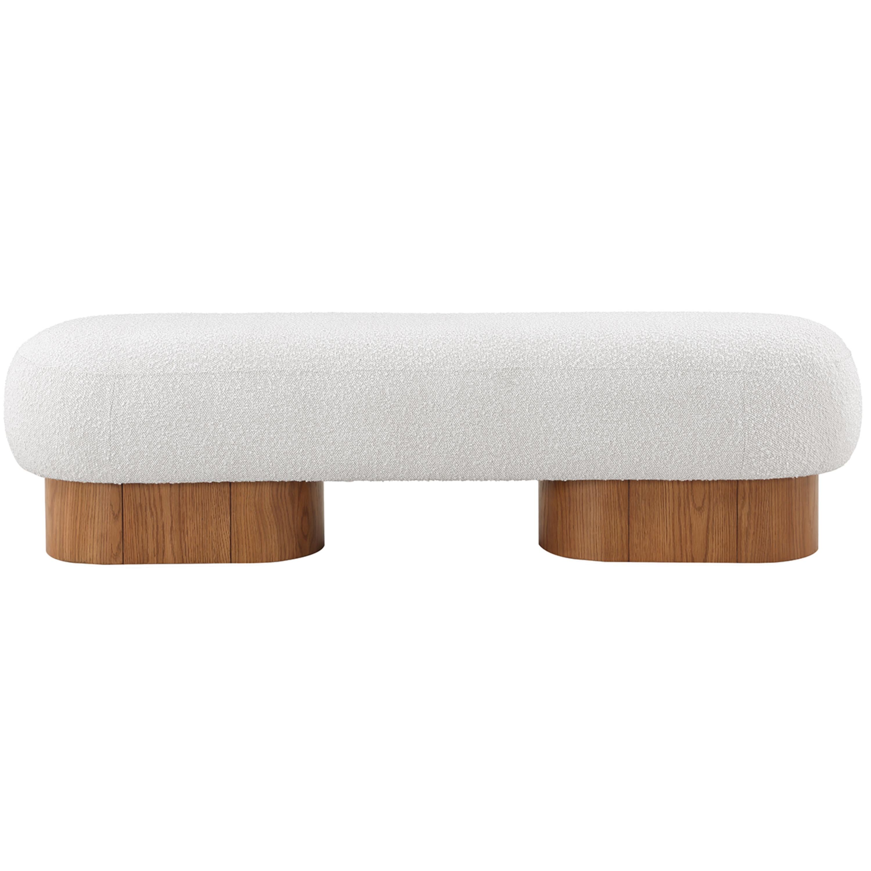Meridian Robertson Cream Boucle Fabric Bench