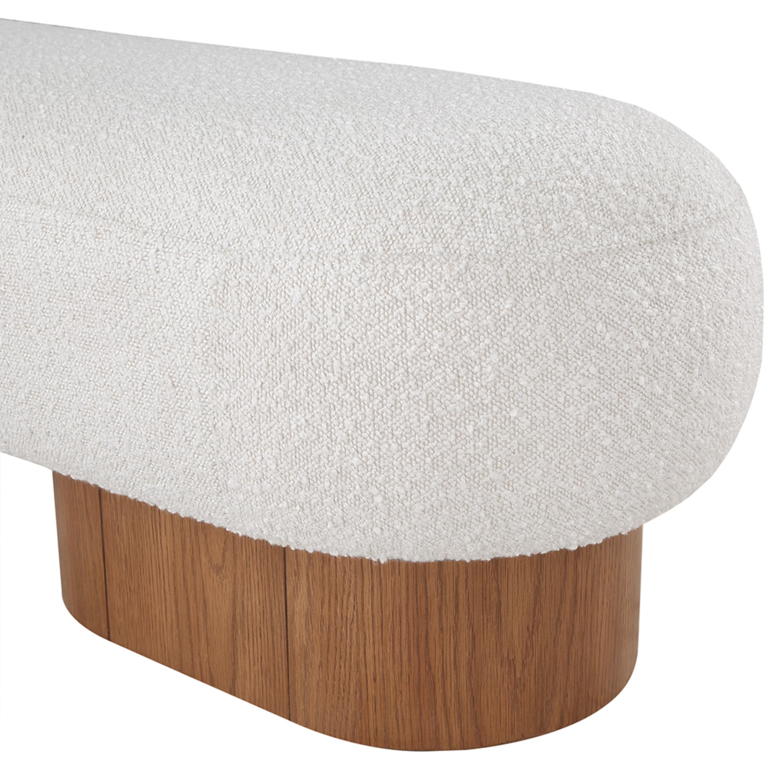 Meridian Robertson Cream Boucle Fabric Bench