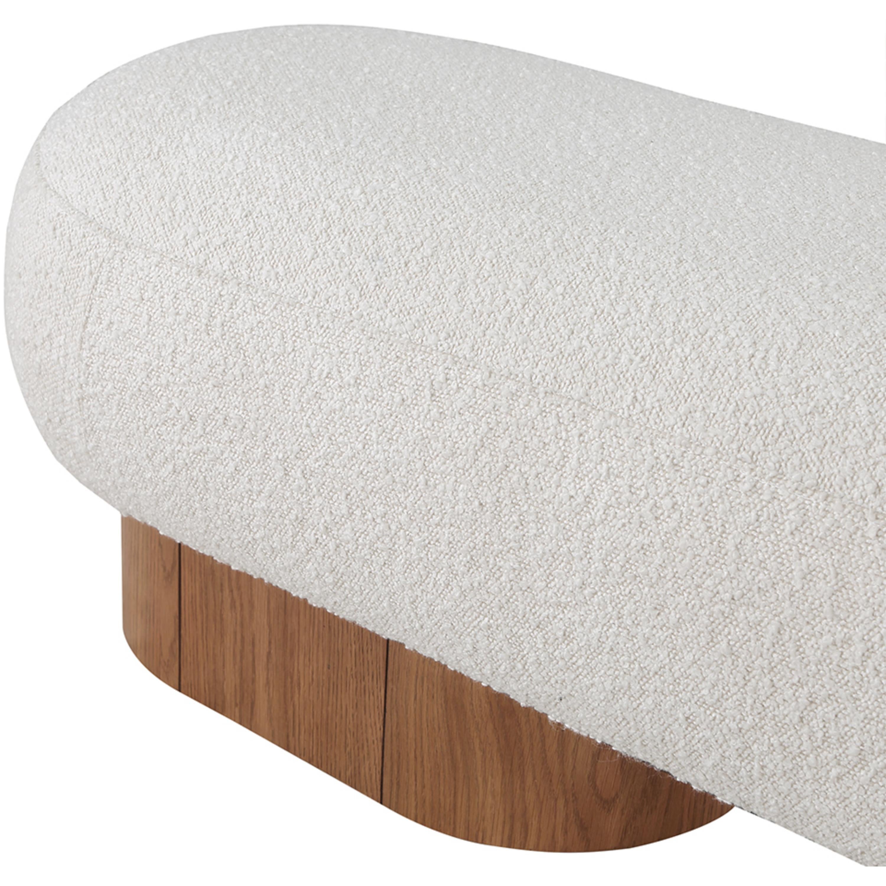 Meridian Robertson Cream Boucle Fabric Bench