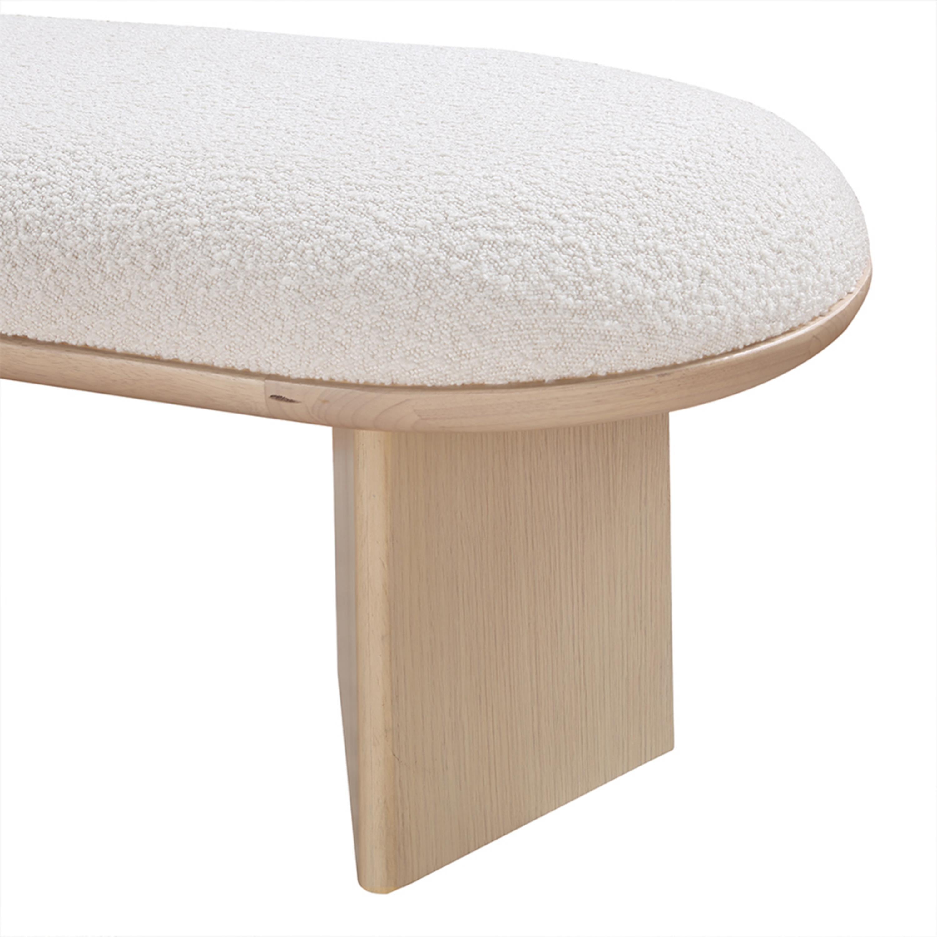 Meridian Wilshire Cream Boucle Fabric Bench