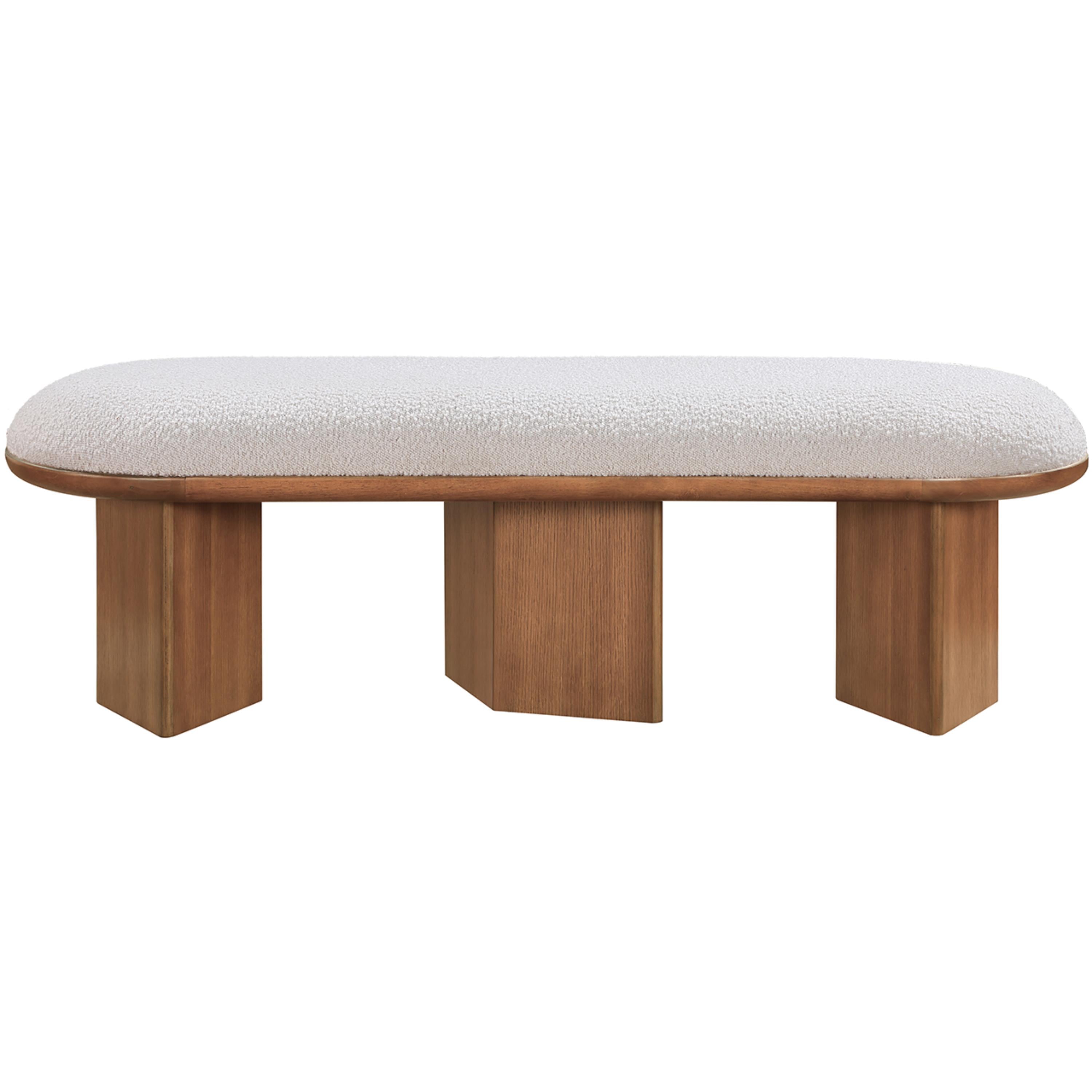 Meridian Wilshire Cream Boucle Fabric Bench