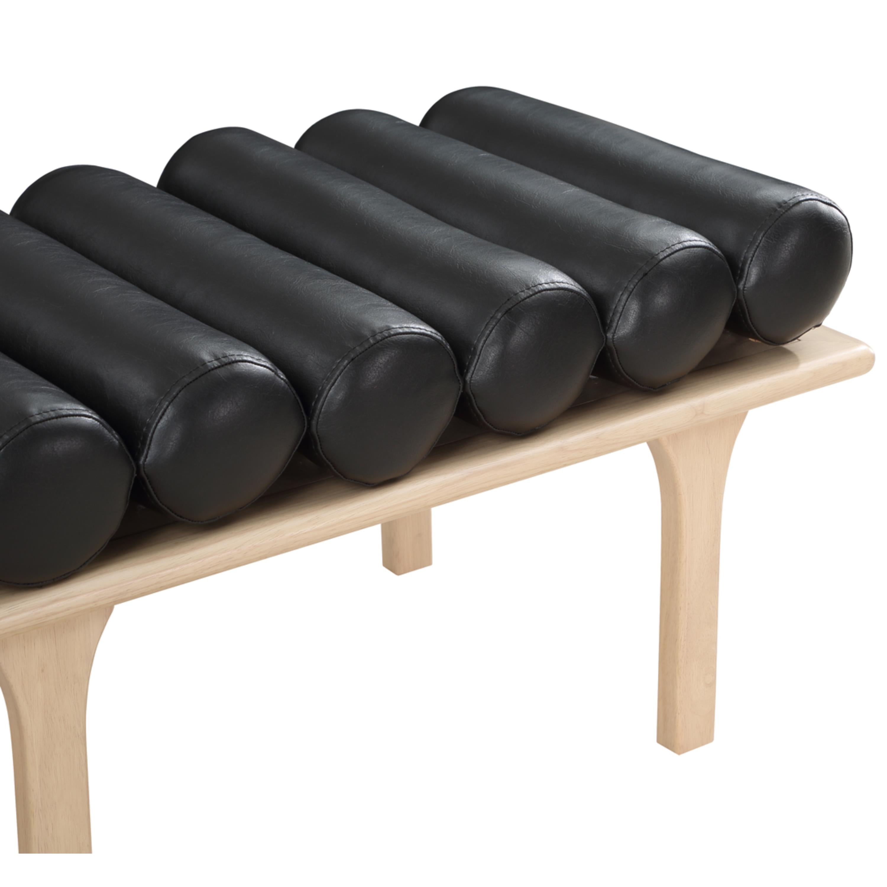 Meridian Landon Black Vegan Leather Bench