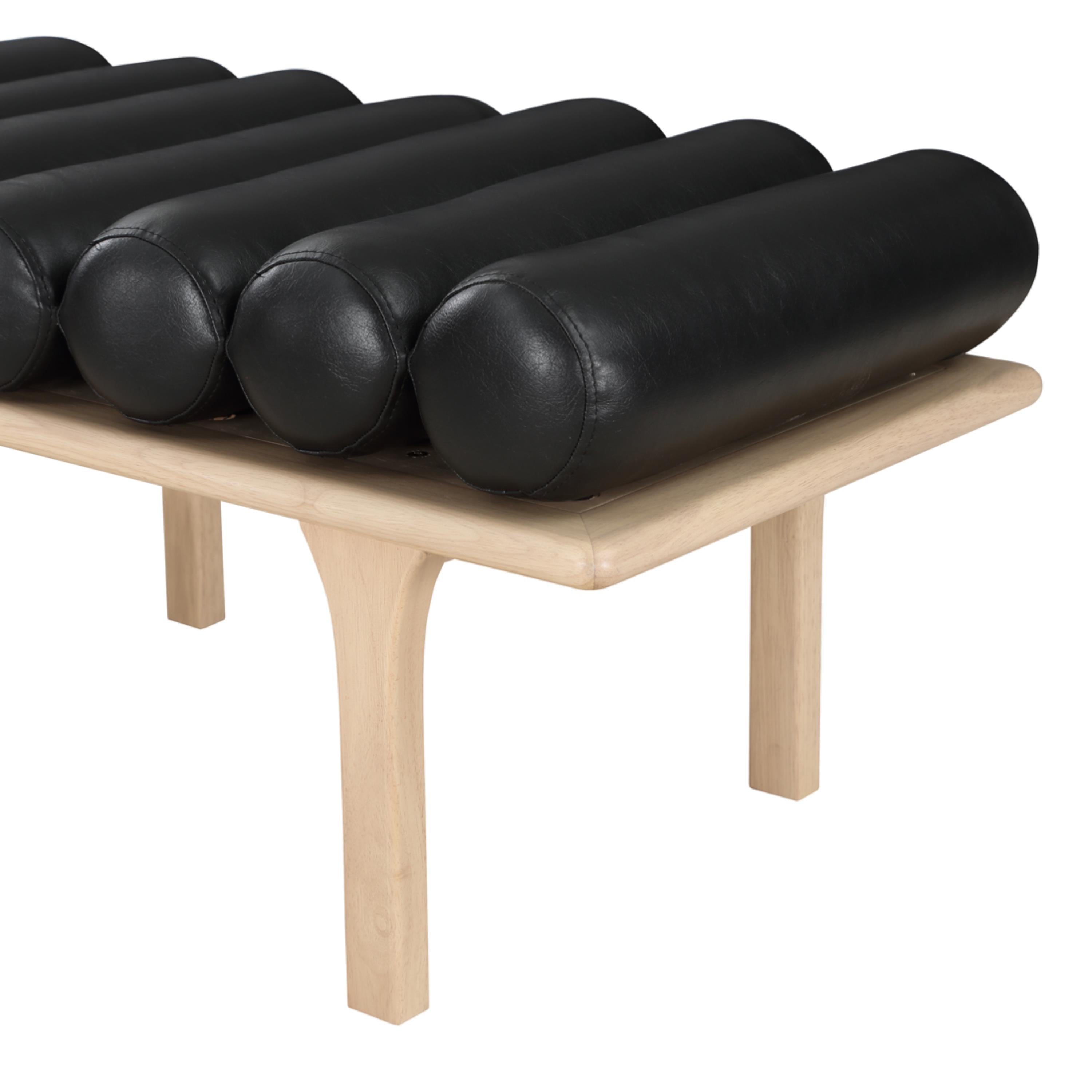 Meridian Landon Black Vegan Leather Bench