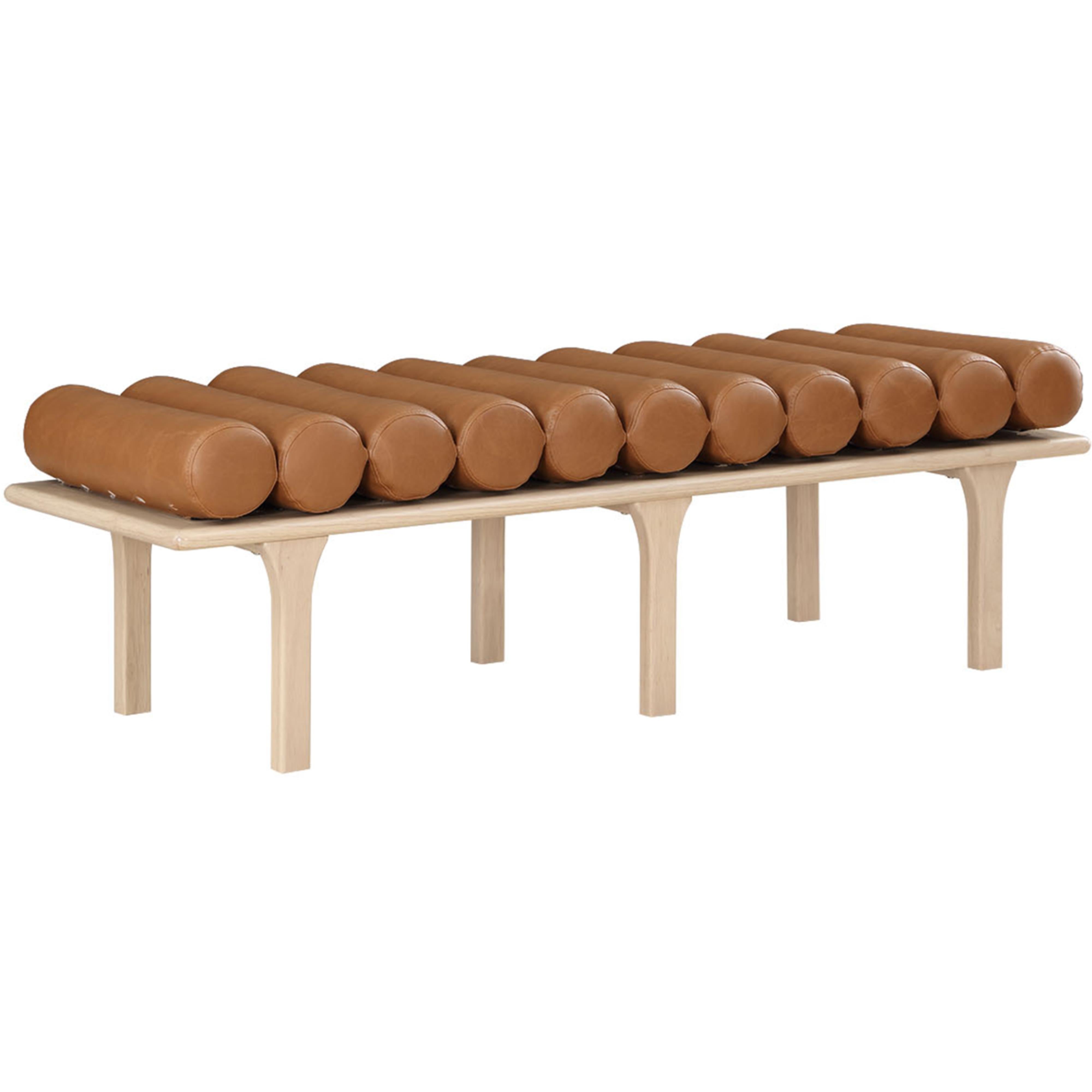 Meridian Landon Cognac Vegan Leather Bench