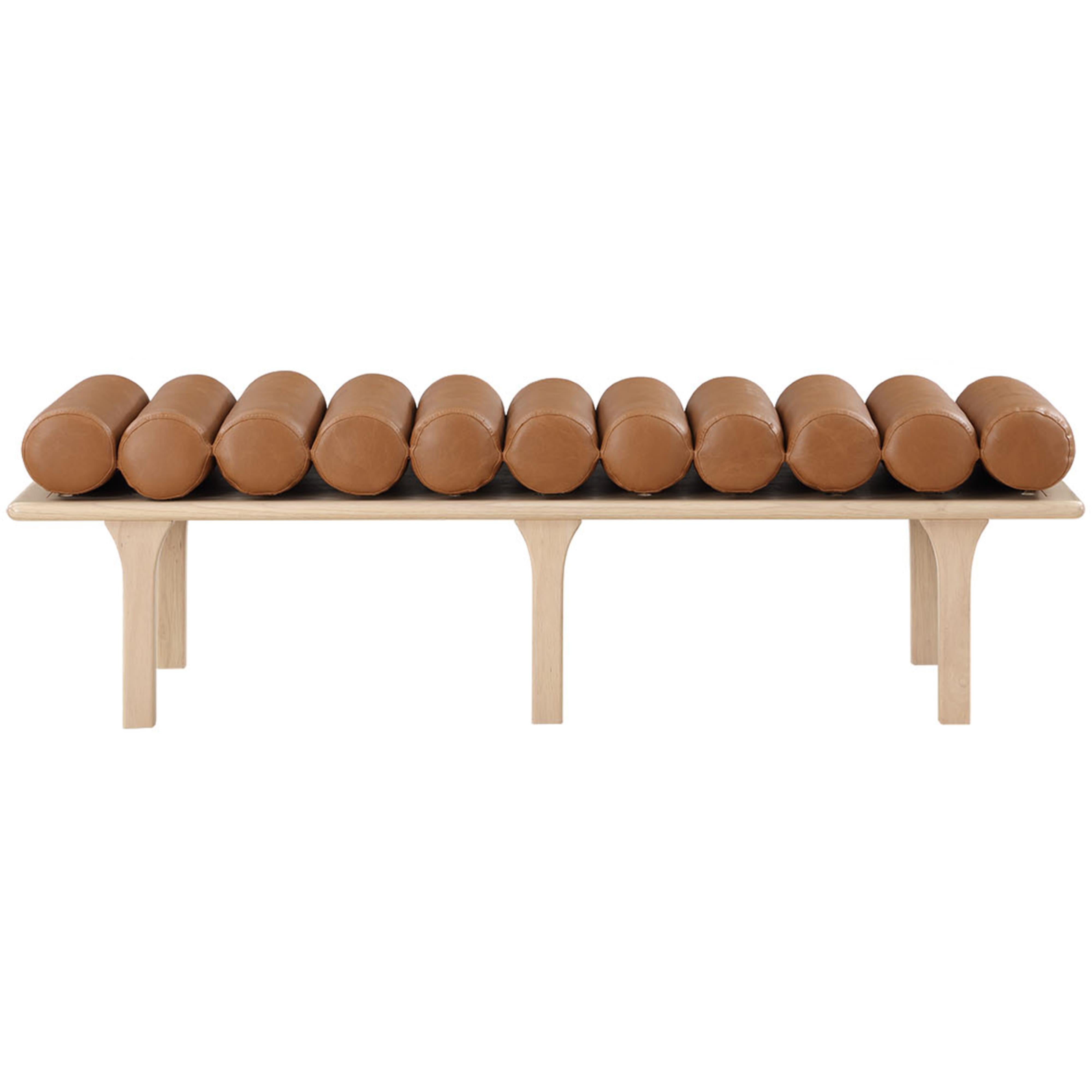 Meridian Landon Cognac Vegan Leather Bench