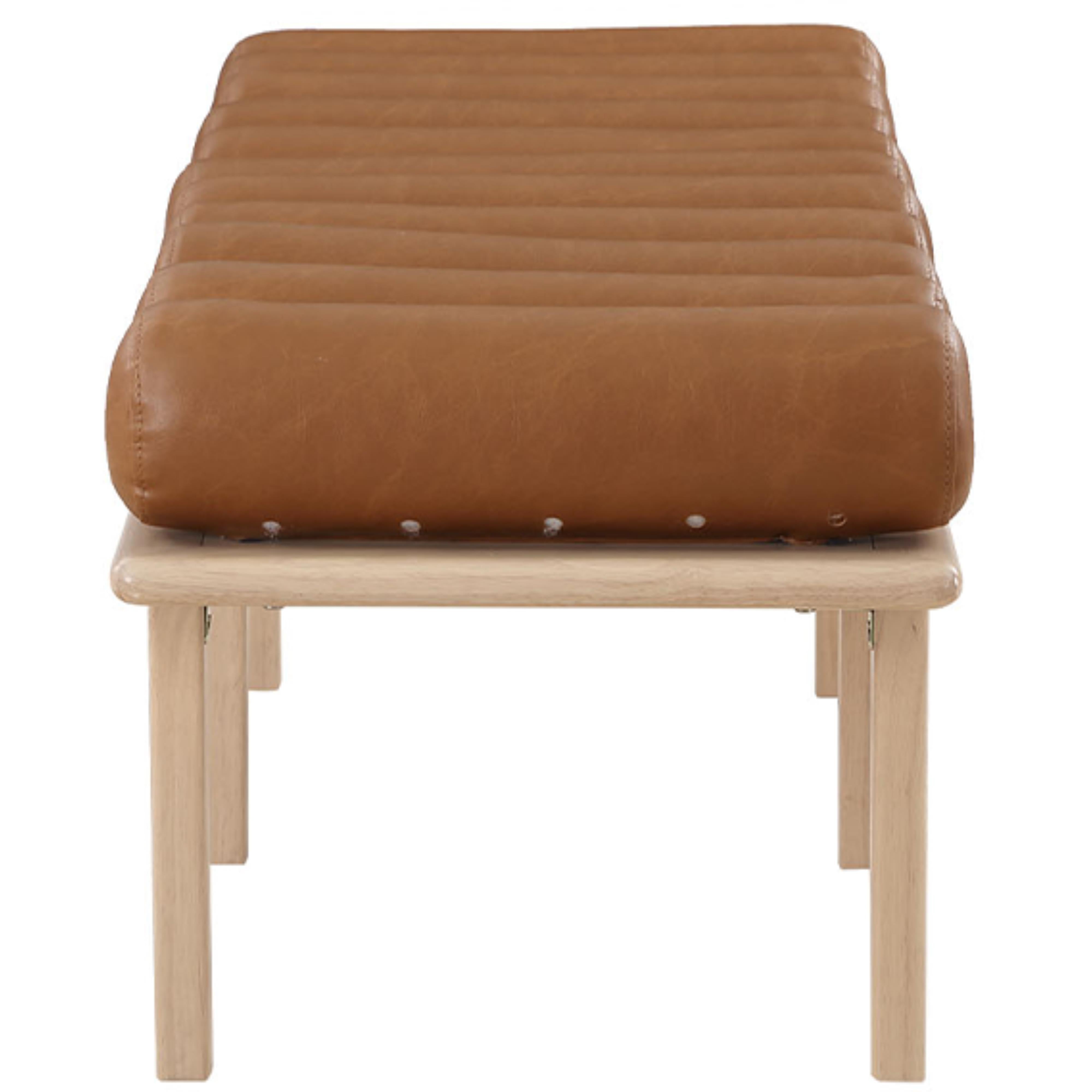 Meridian Landon Cognac Vegan Leather Bench