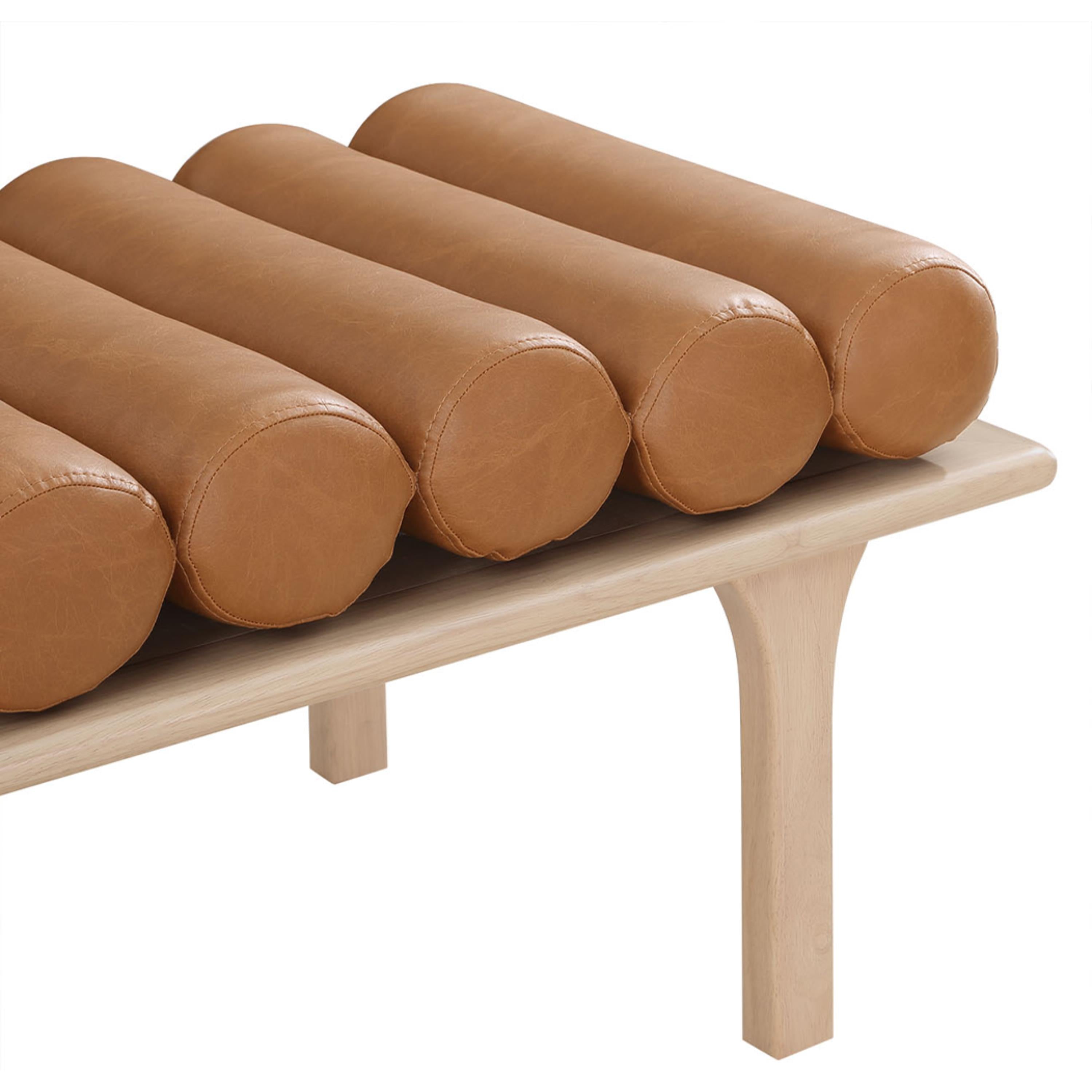 Meridian Landon Cognac Vegan Leather Bench