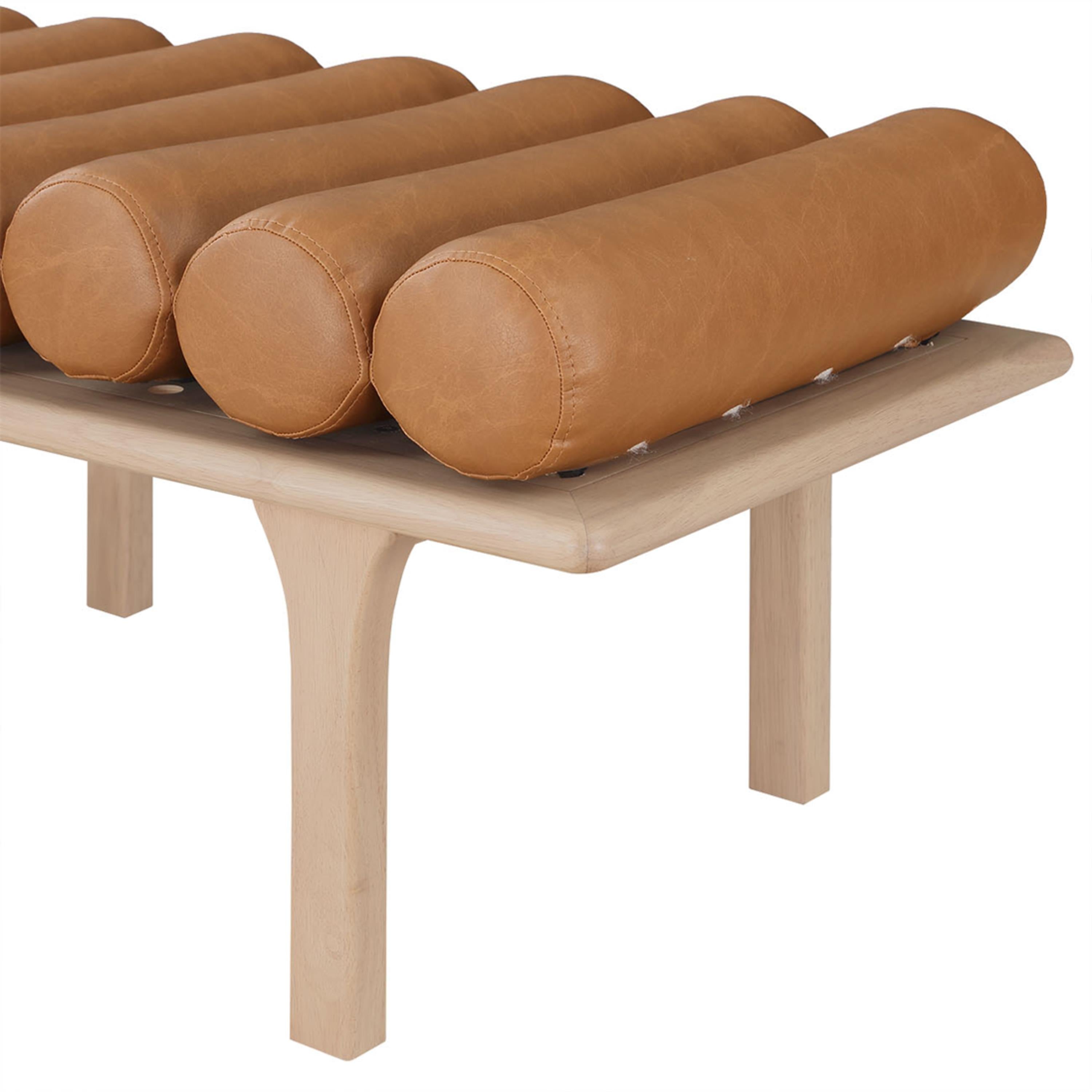 Meridian Landon Cognac Vegan Leather Bench