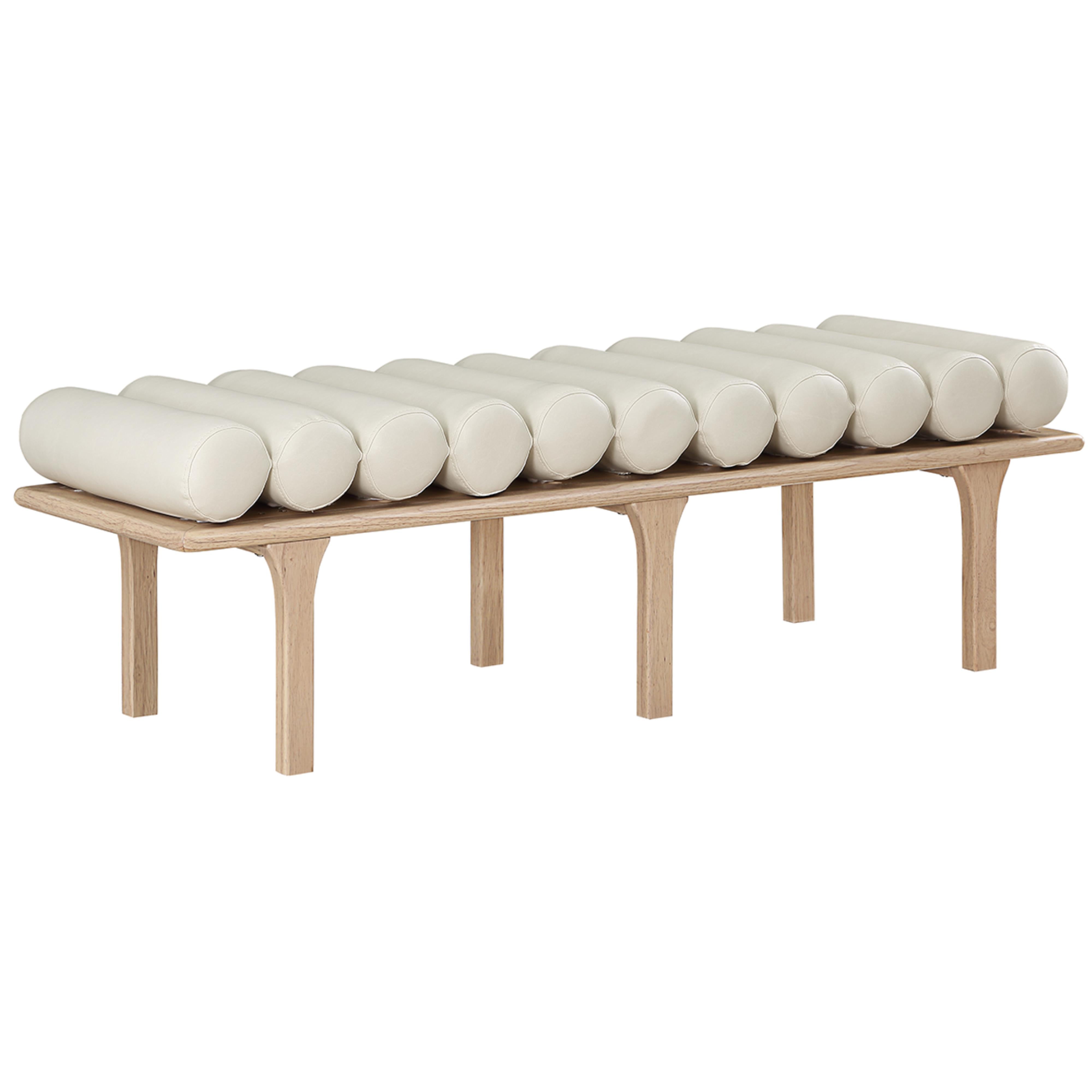 Meridian Landon Cream Vegan Leather Bench