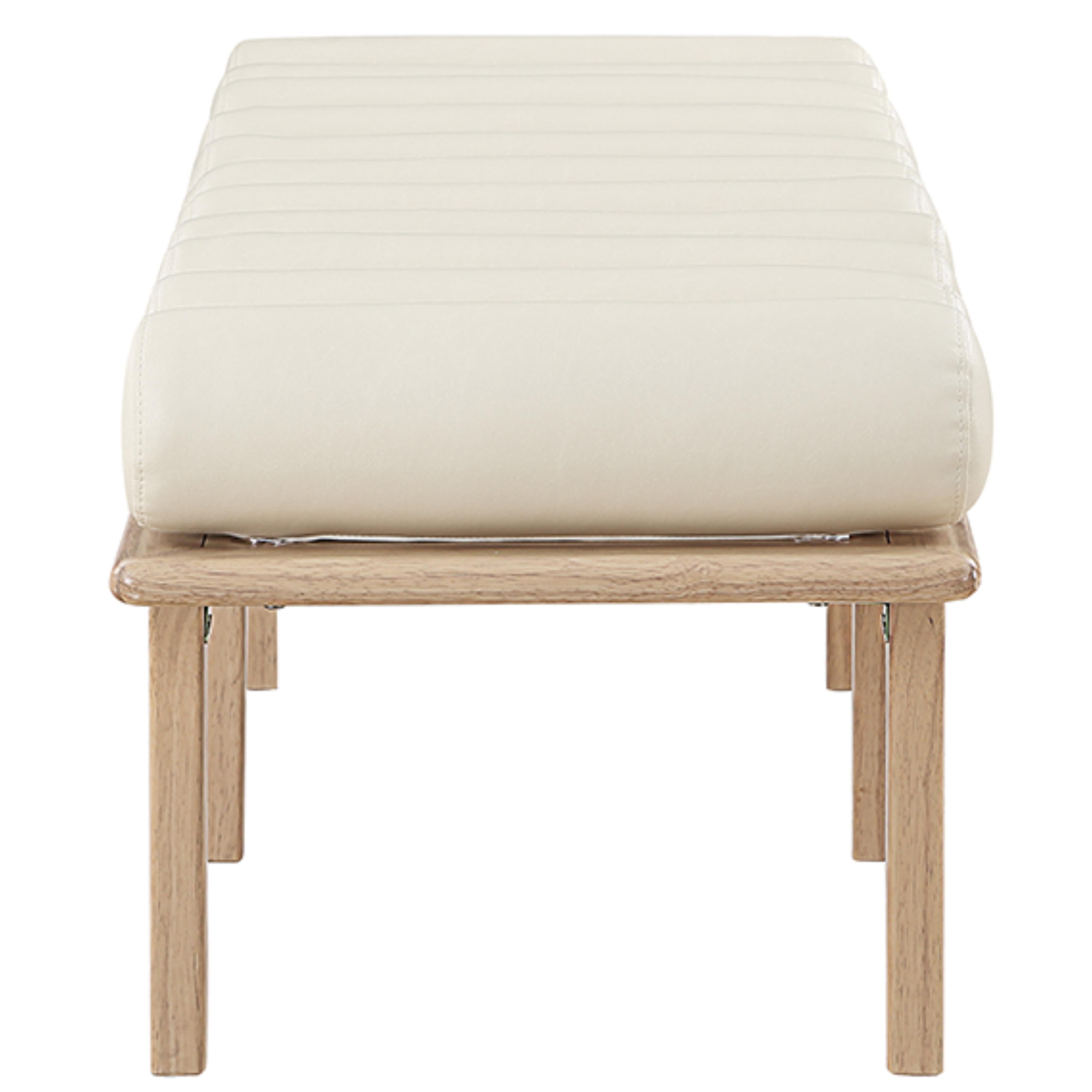 Meridian Landon Cream Vegan Leather Bench