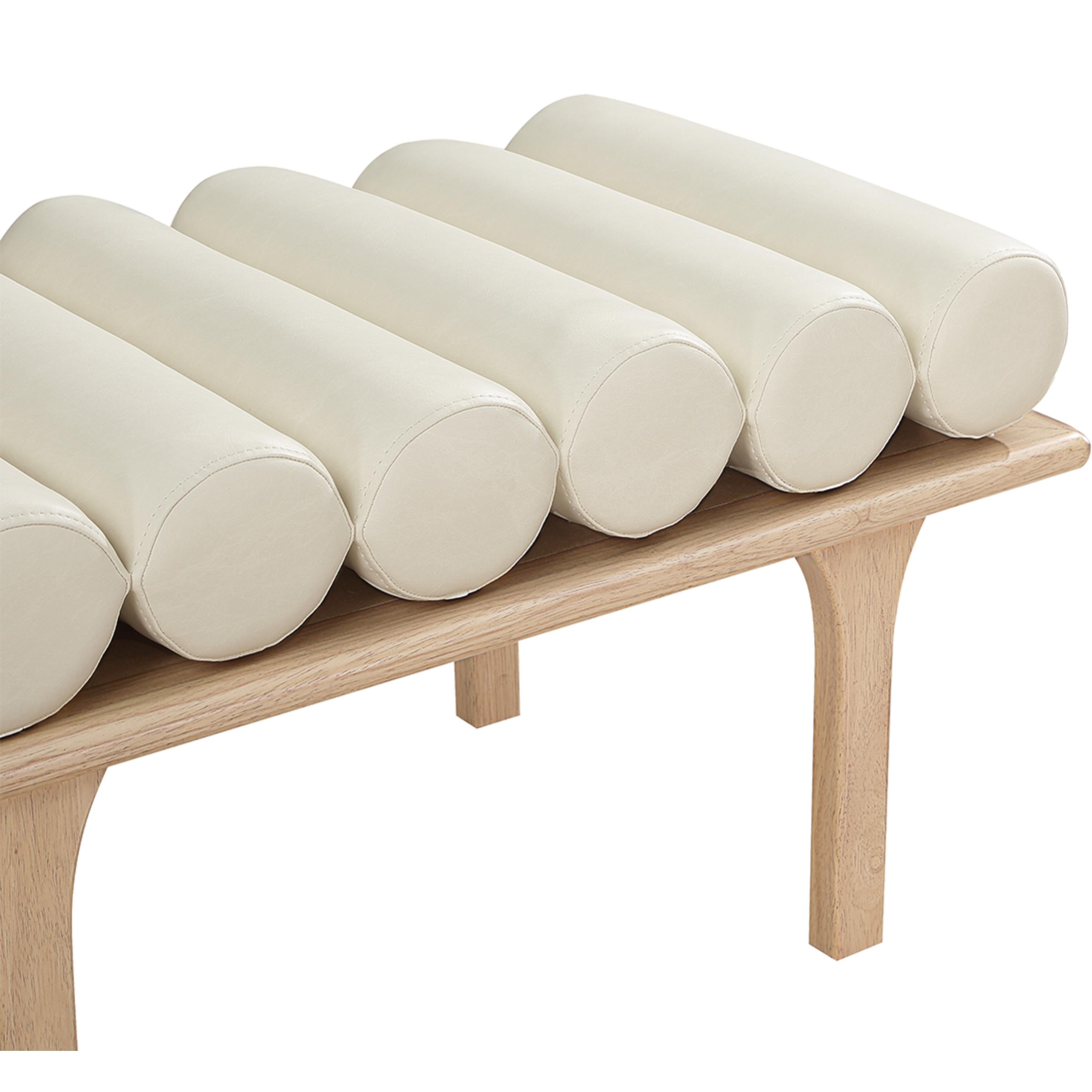Meridian Landon Cream Vegan Leather Bench
