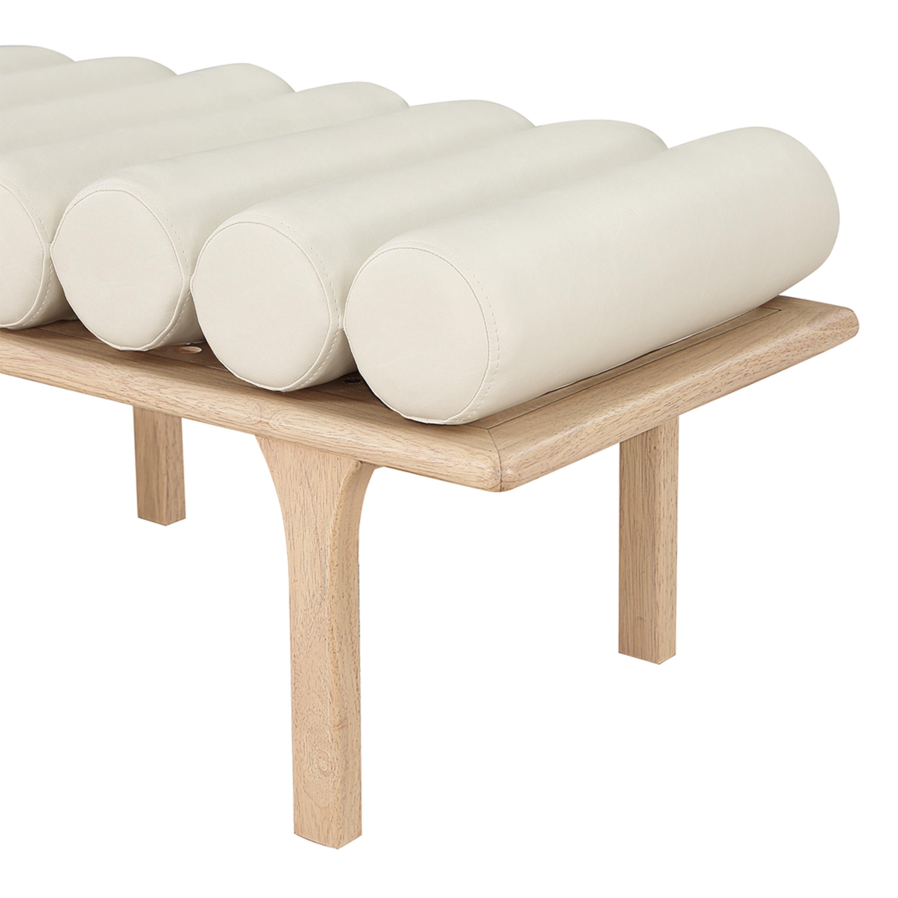 Meridian Landon Cream Vegan Leather Bench