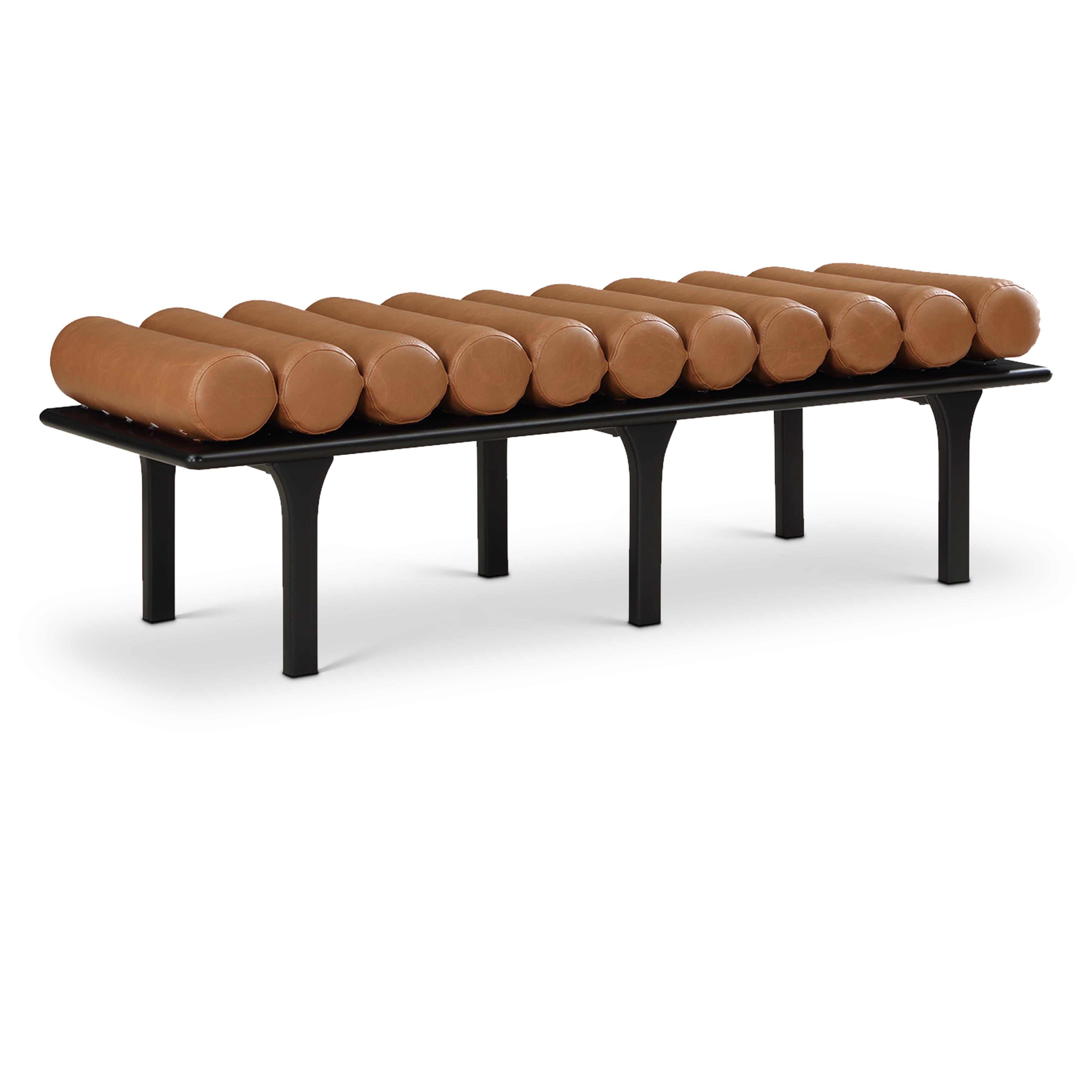 Meridian Landon Cognac Vegan Leather Bench