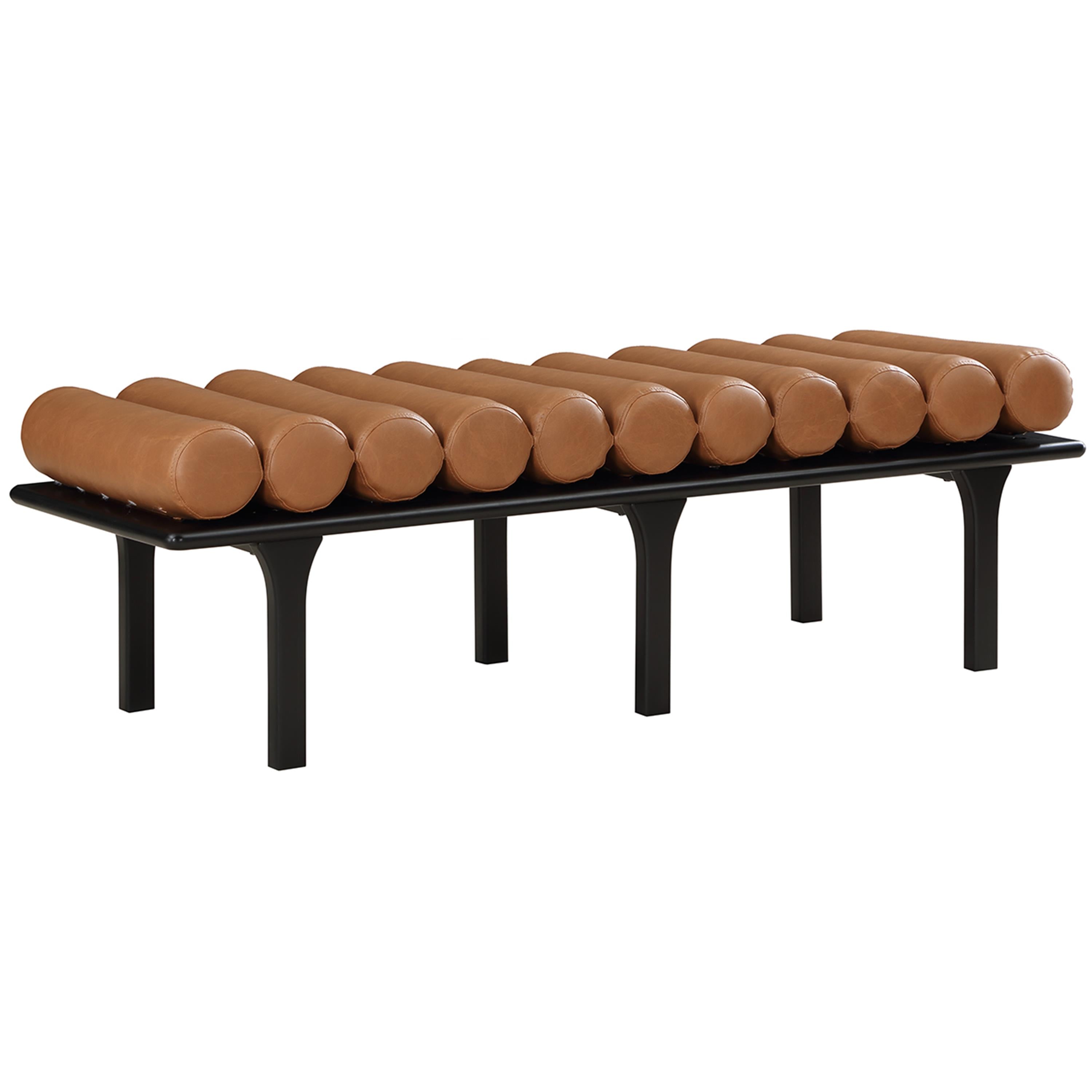 Meridian Landon Cognac Vegan Leather Bench