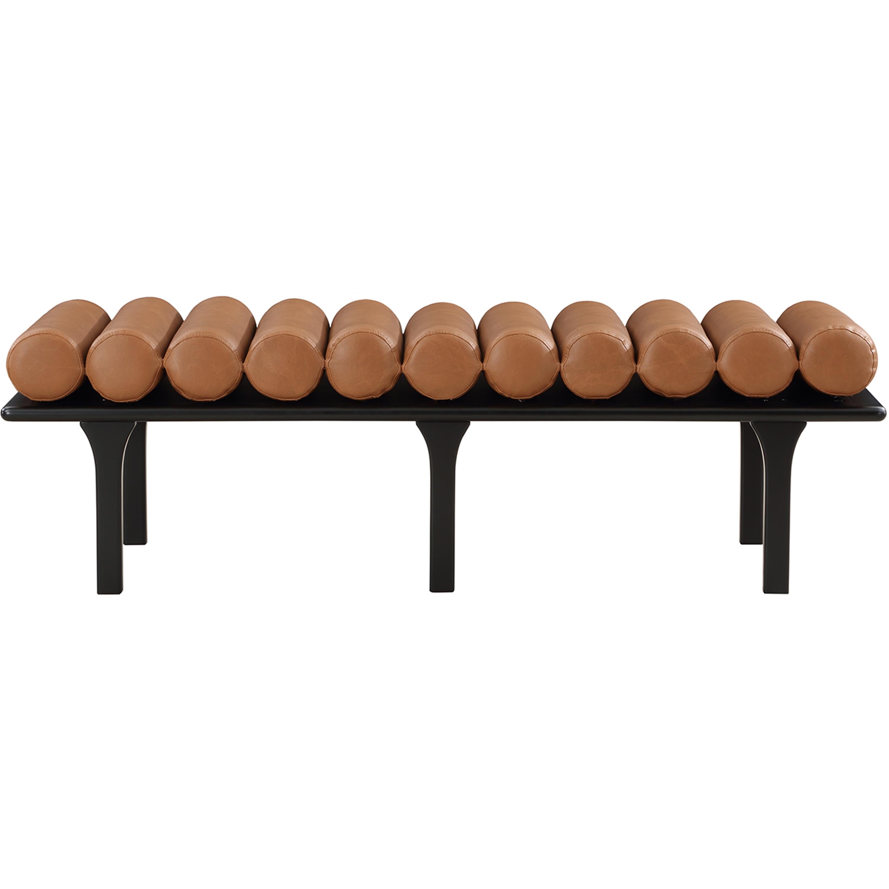 Meridian Landon Cognac Vegan Leather Bench