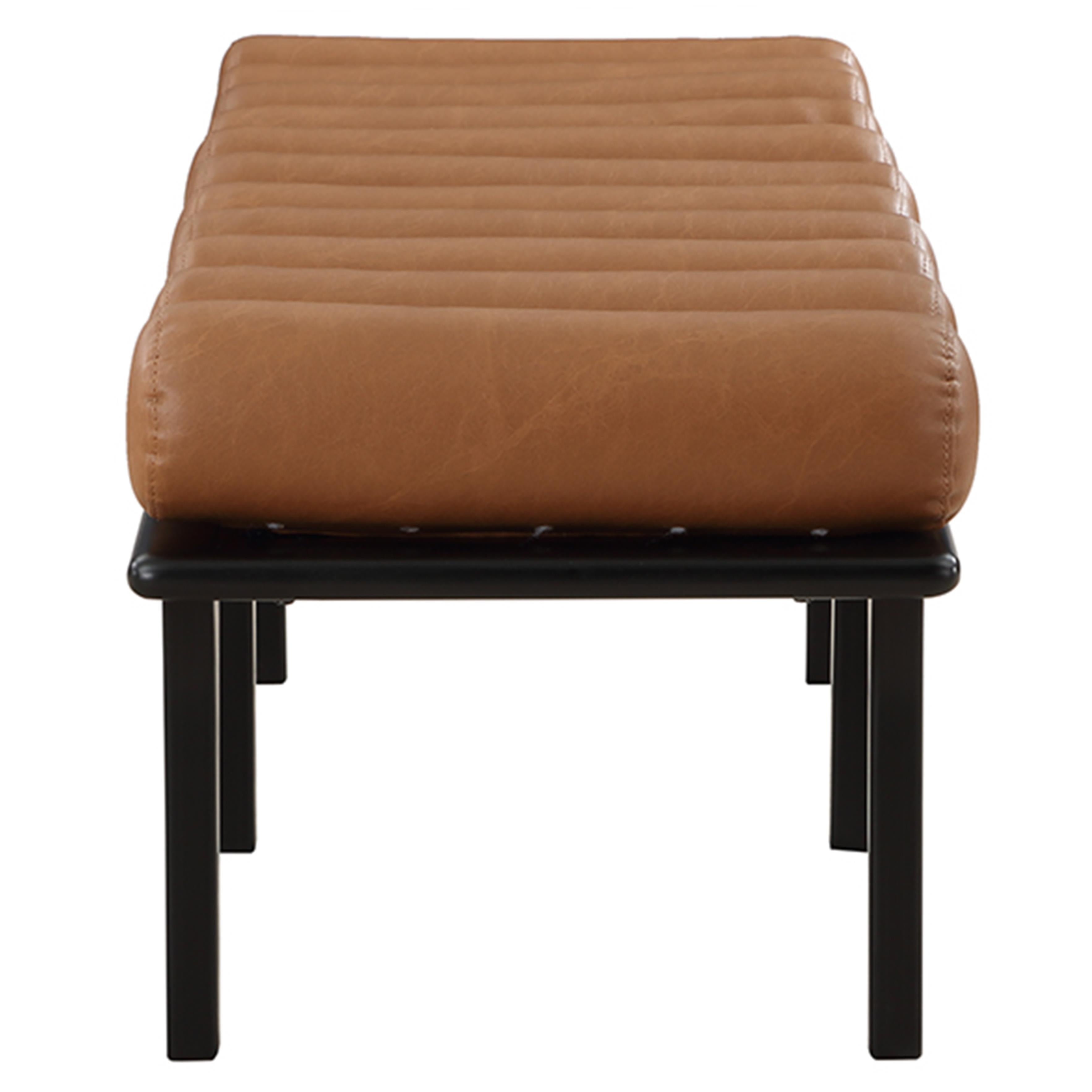 Meridian Landon Cognac Vegan Leather Bench