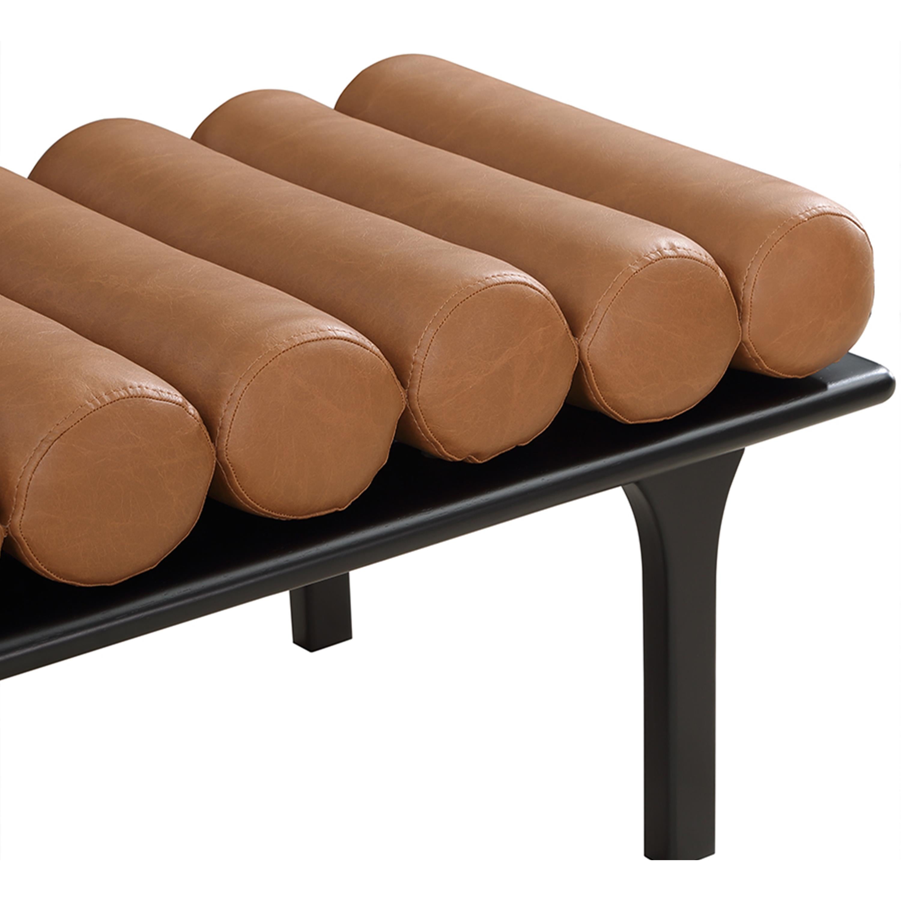 Meridian Landon Cognac Vegan Leather Bench