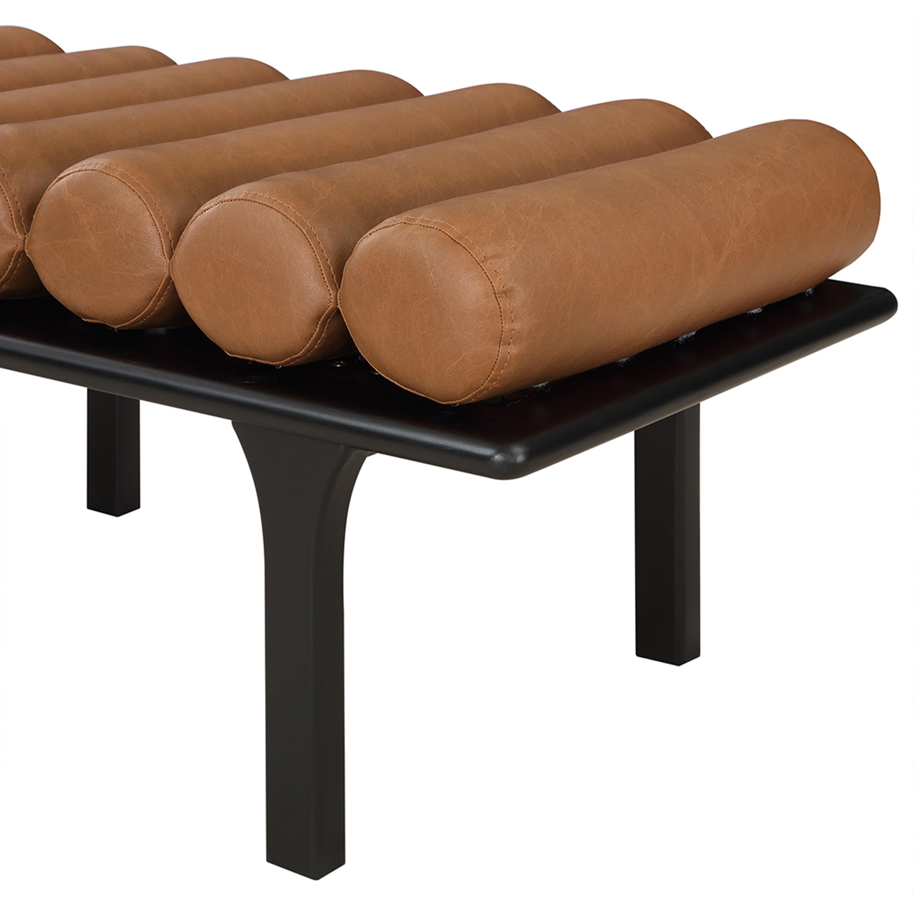 Meridian Landon Cognac Vegan Leather Bench