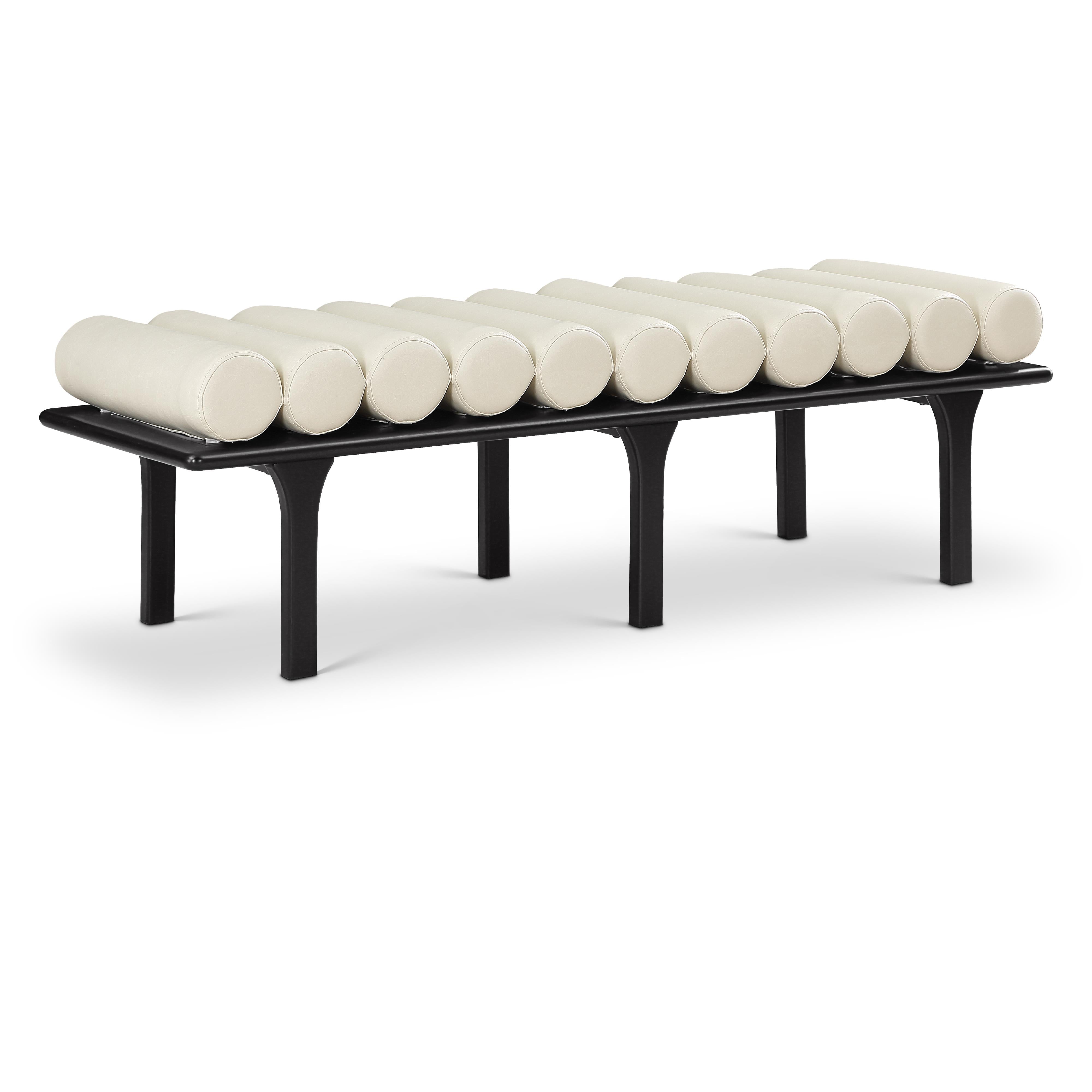 Meridian Landon Cream Vegan Leather Bench