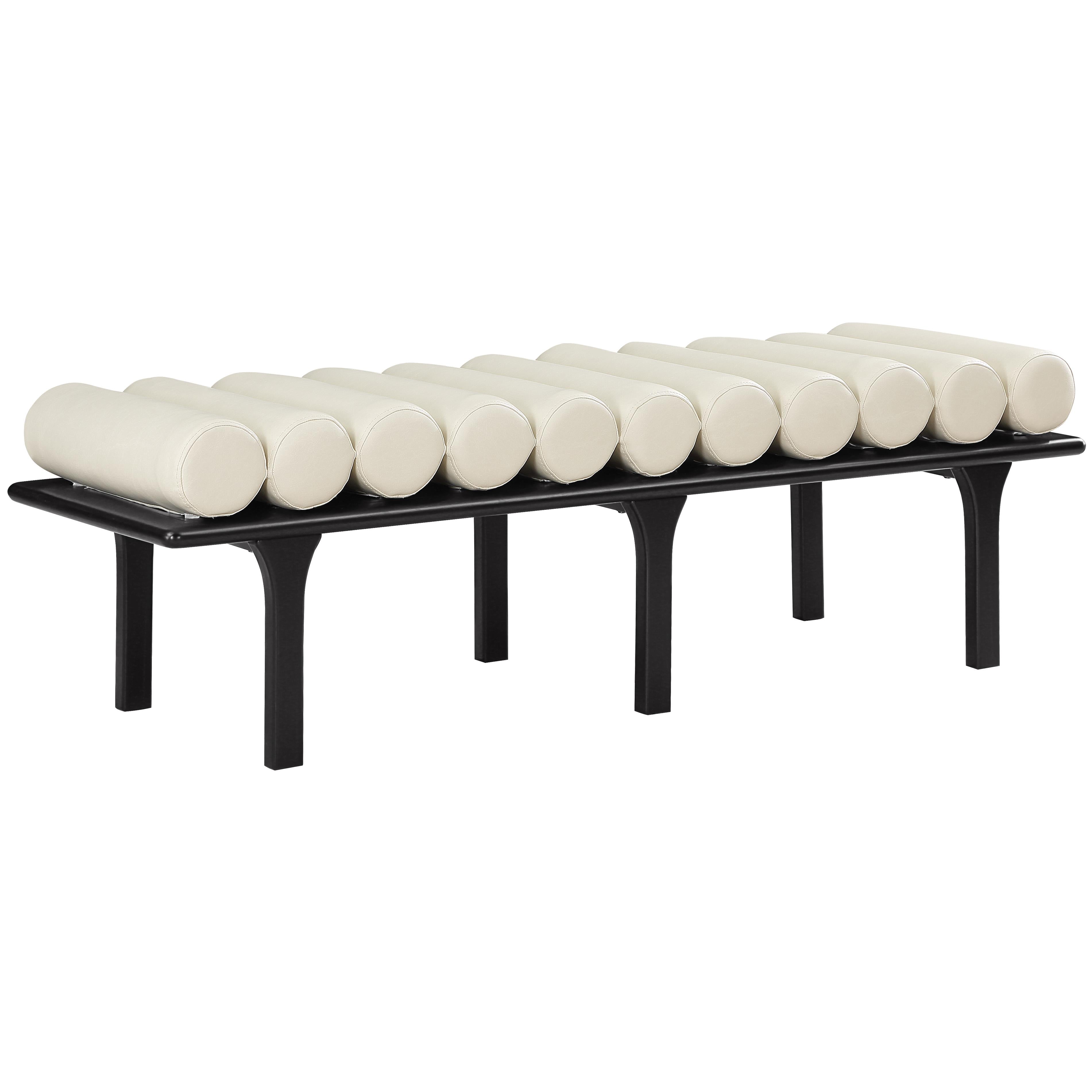 Meridian Landon Cream Vegan Leather Bench