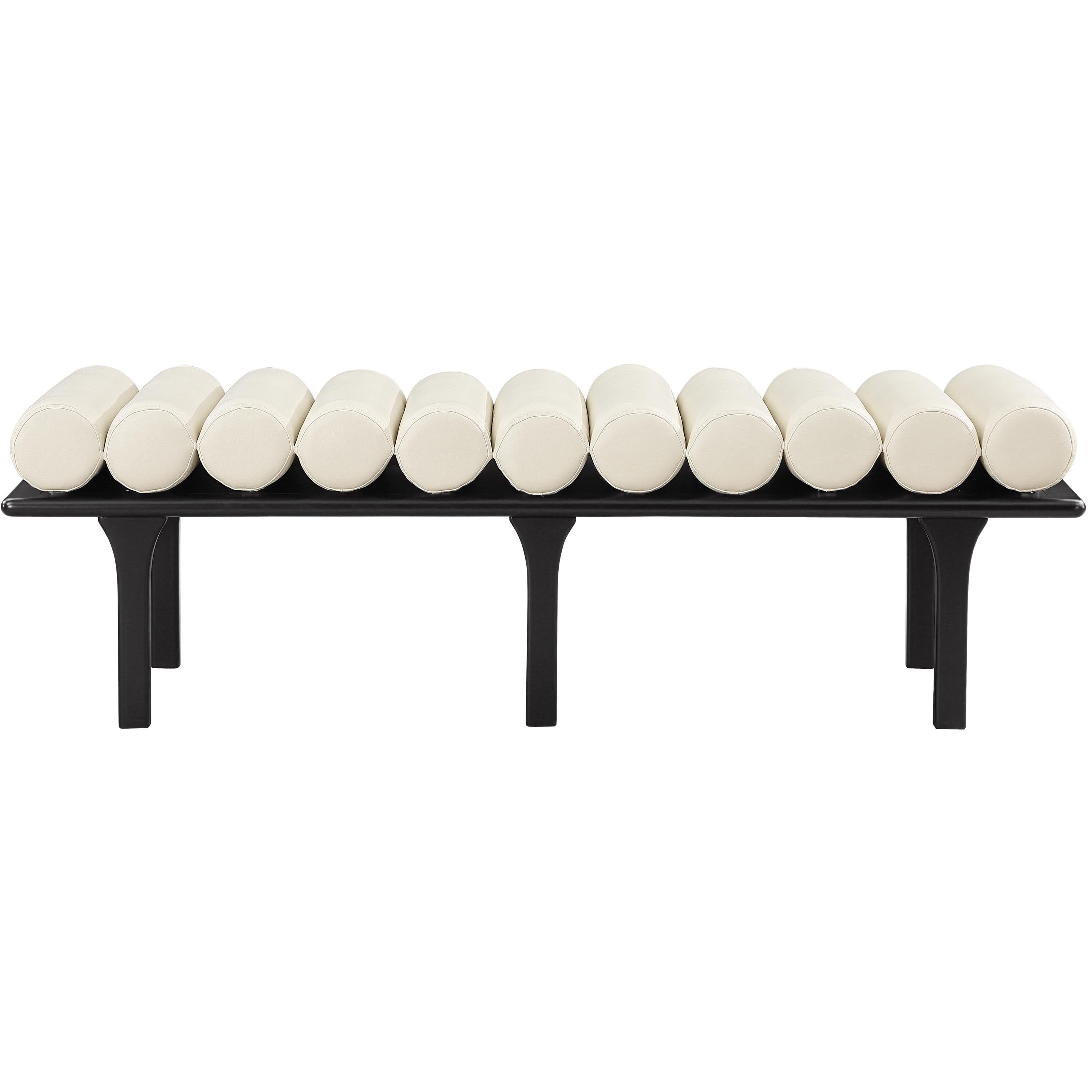 Meridian Landon Cream Vegan Leather Bench