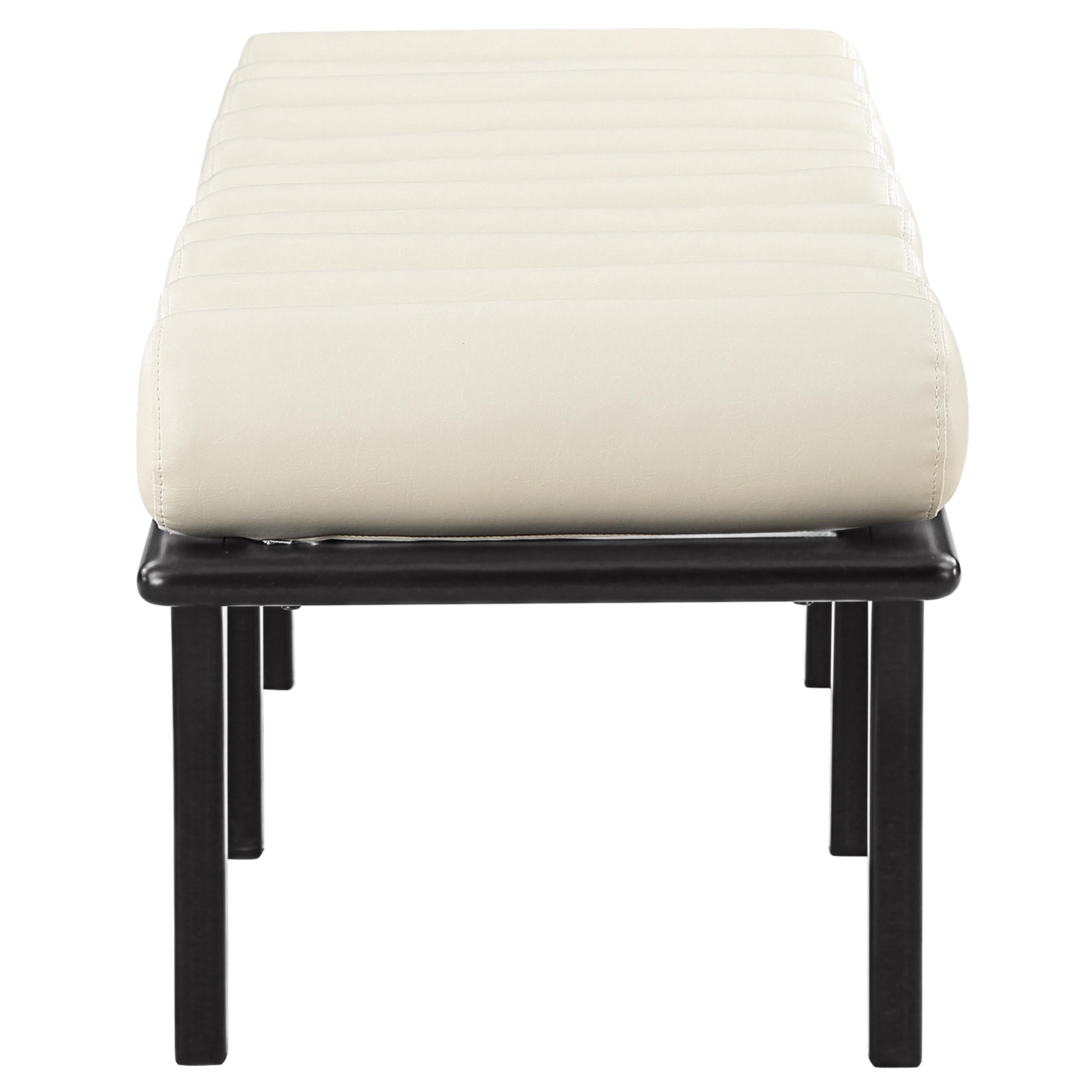 Meridian Landon Cream Vegan Leather Bench