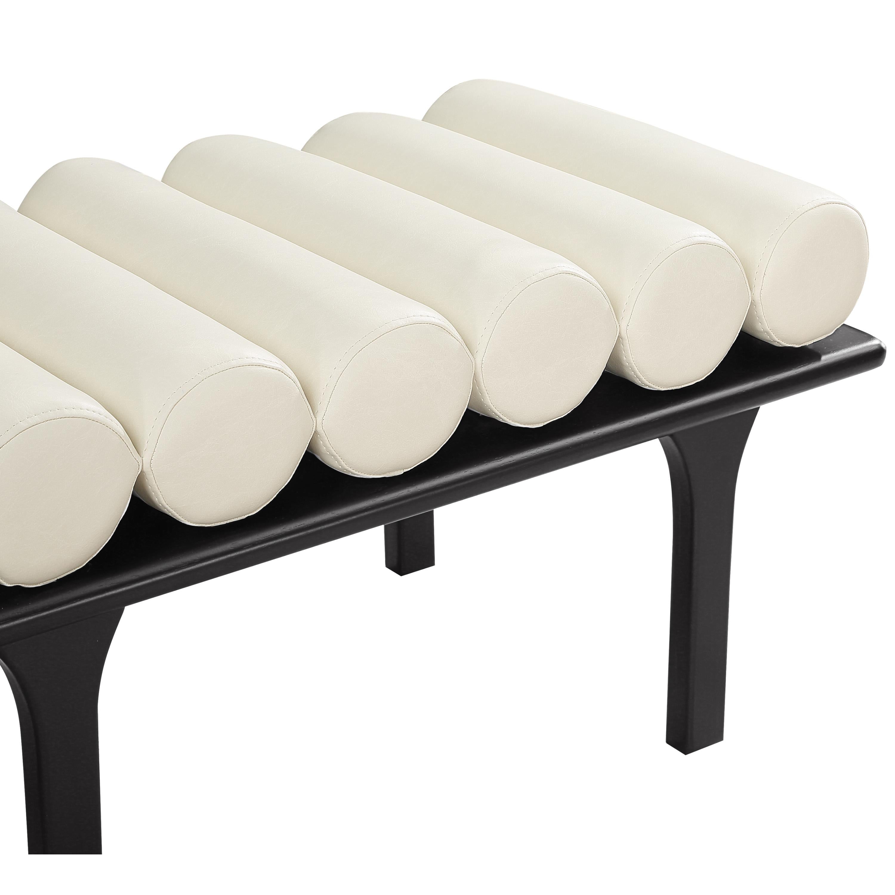 Meridian Landon Cream Vegan Leather Bench
