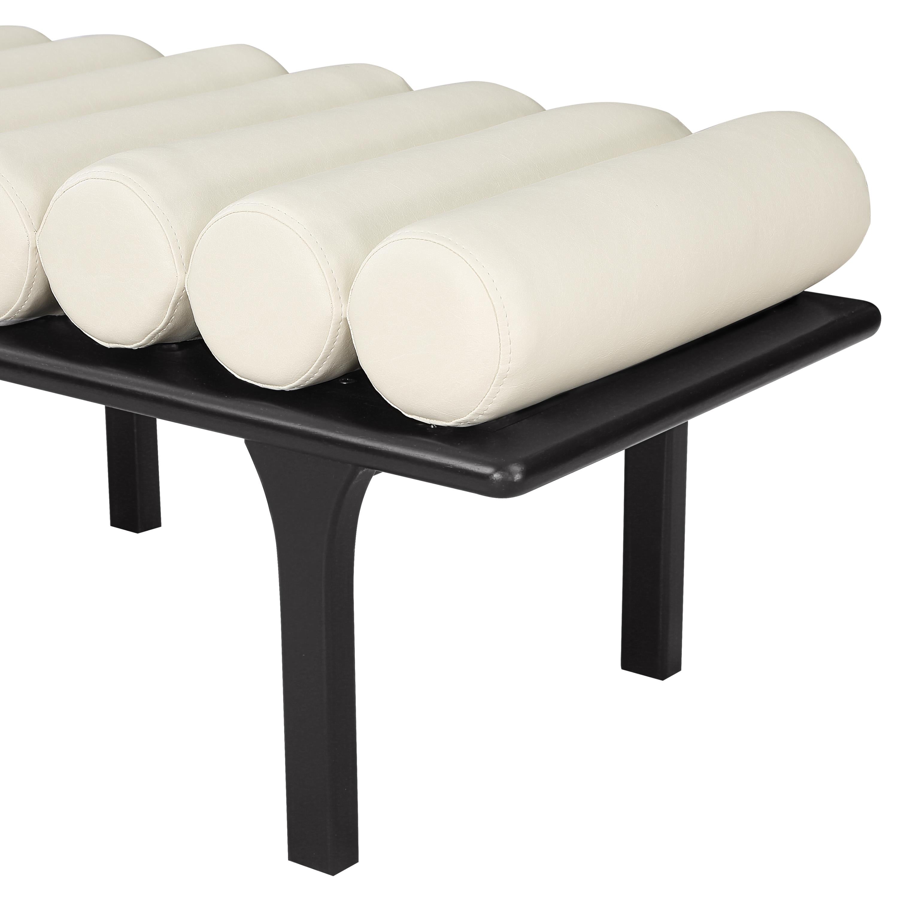 Meridian Landon Cream Vegan Leather Bench